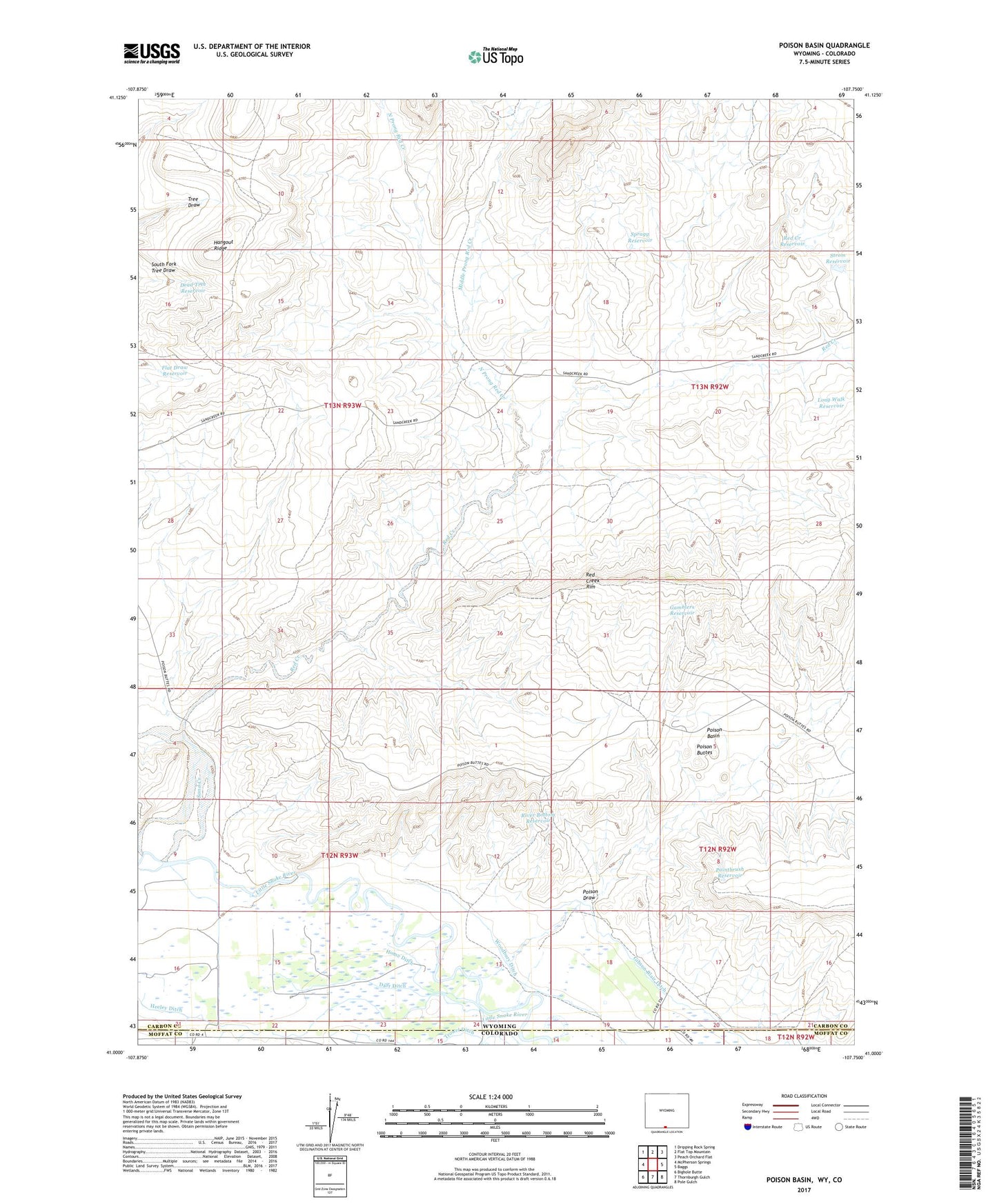 Poison Basin Wyoming US Topo Map Image