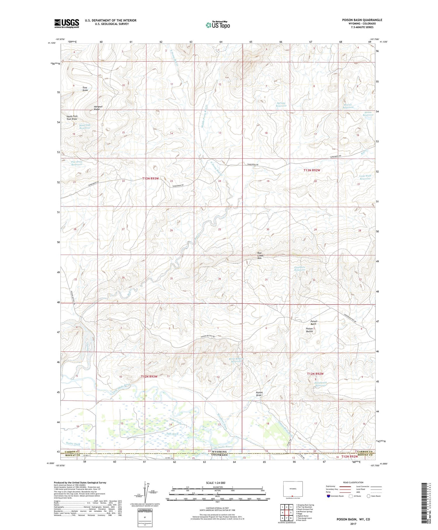 Poison Basin Wyoming US Topo Map Image