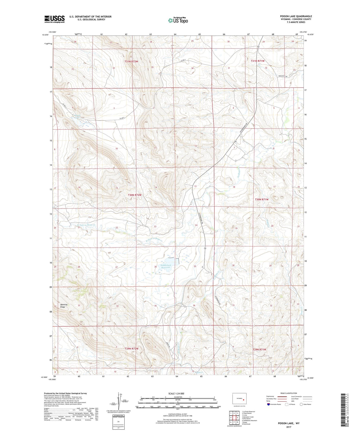 Poison Lake Wyoming US Topo Map Image
