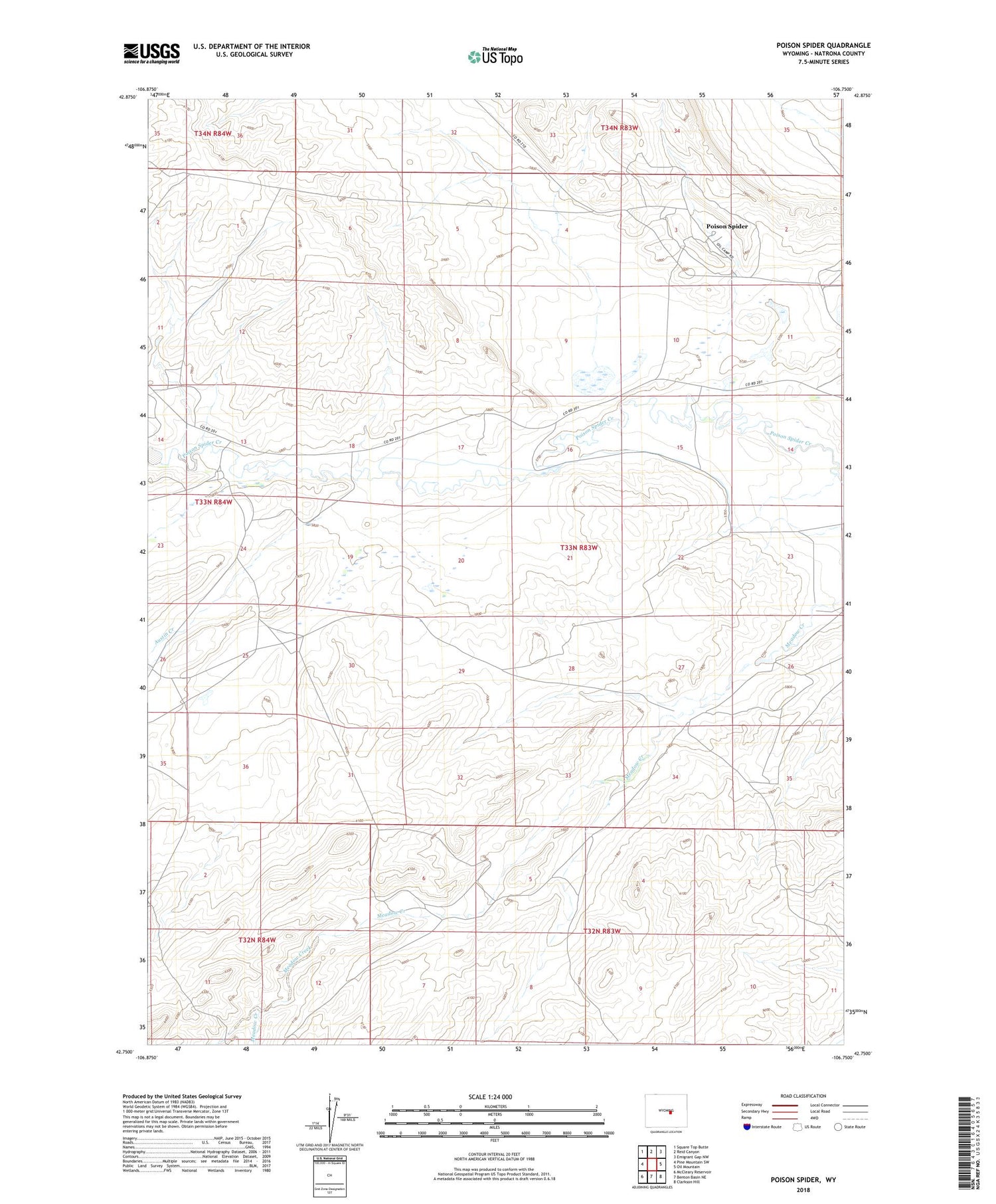 Poison Spider Wyoming US Topo Map Image