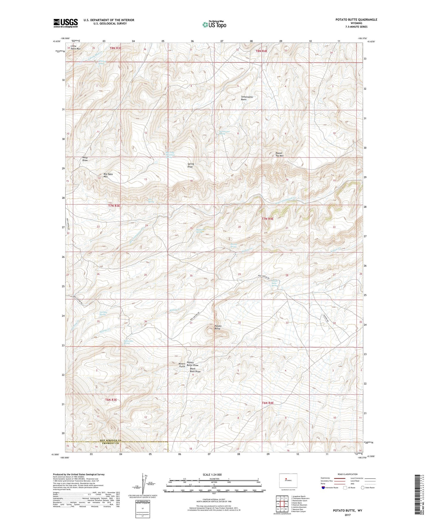 Potato Butte Wyoming US Topo Map Image