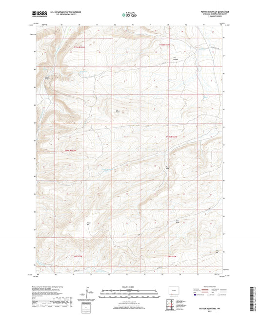 Potter Mountain Wyoming US Topo Map Image