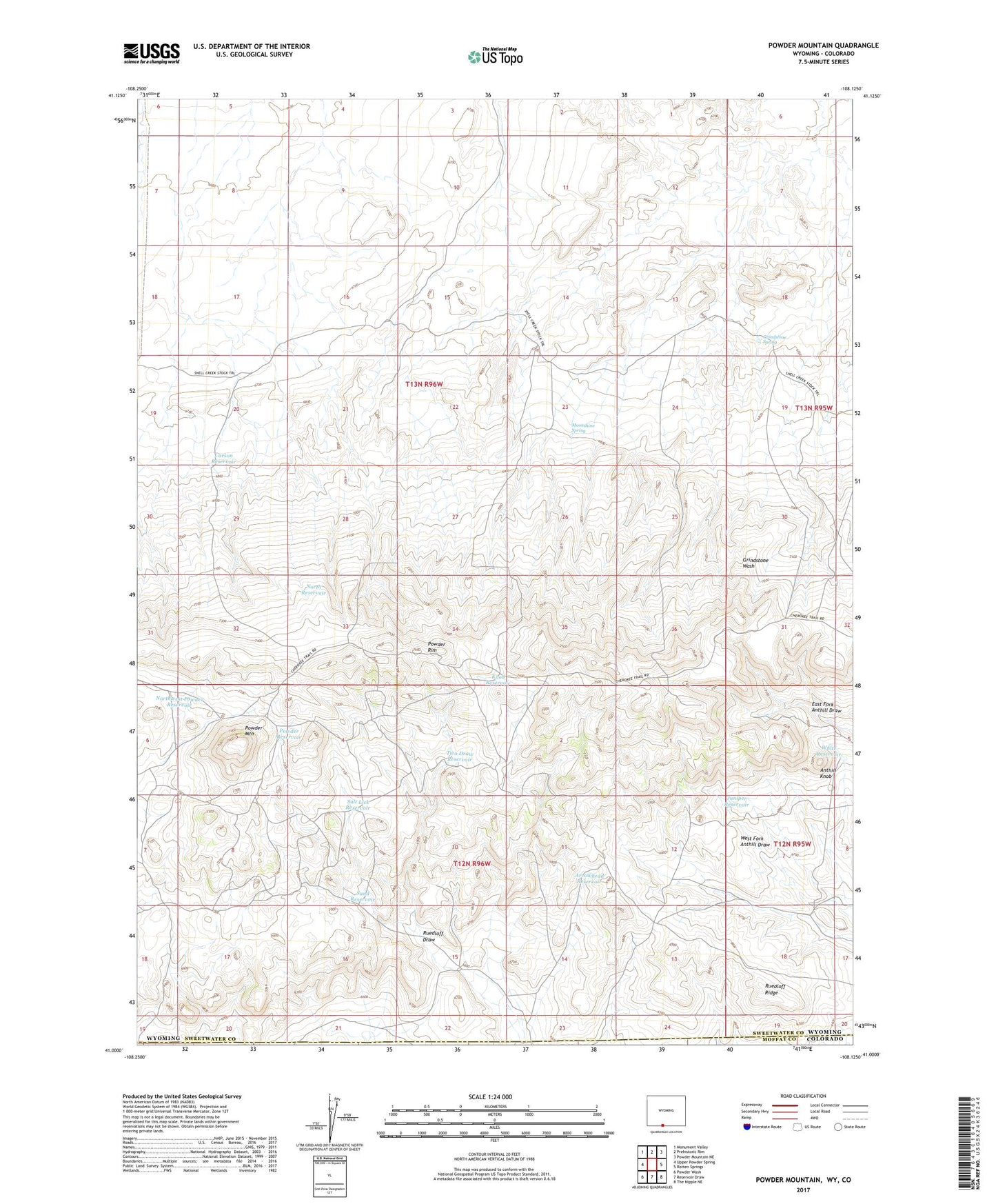 Powder Mountain Wyoming US Topo Map Image
