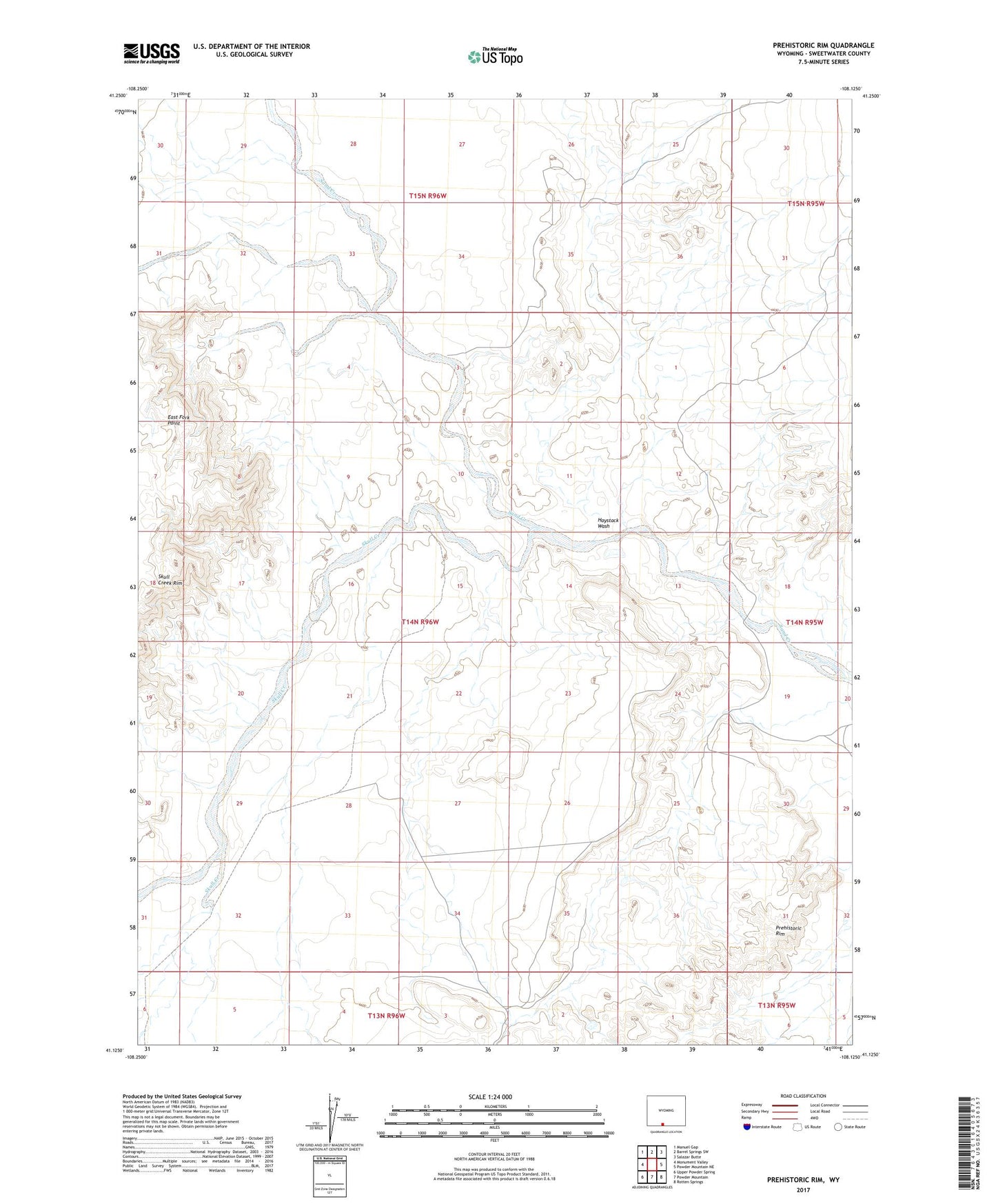 Prehistoric Rim Wyoming US Topo Map Image