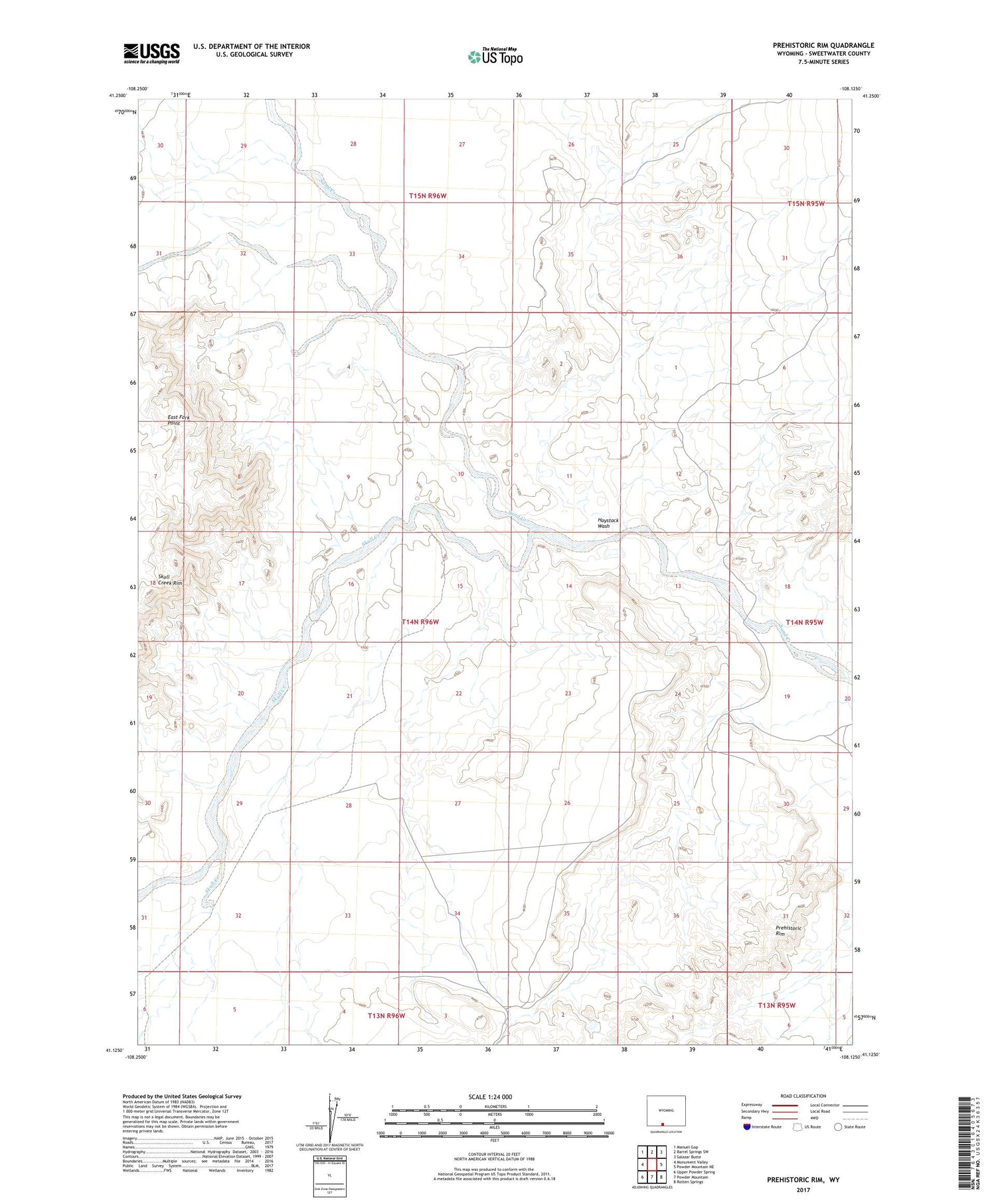 Prehistoric Rim Wyoming US Topo Map Image