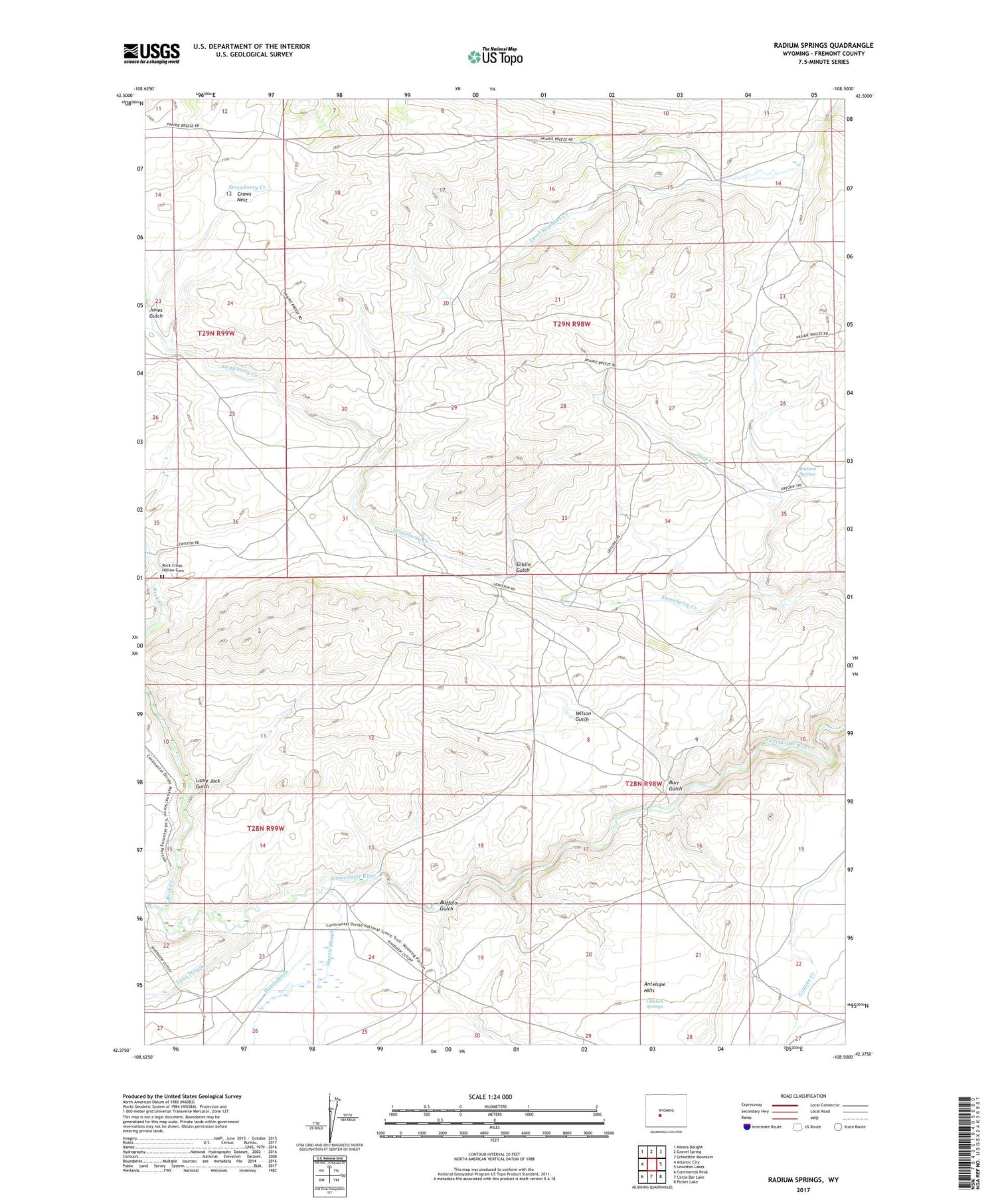 Radium Springs Wyoming US Topo Map Image