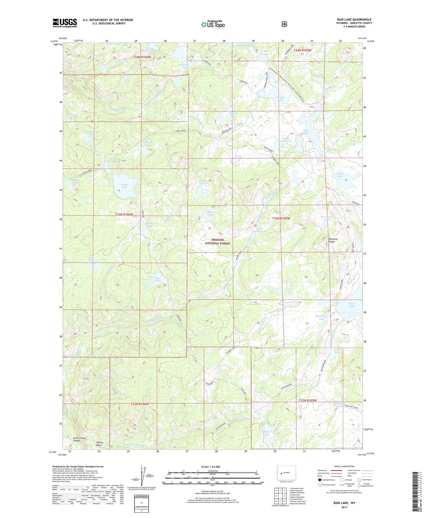 Raid Lake Wyoming US Topo Map Image