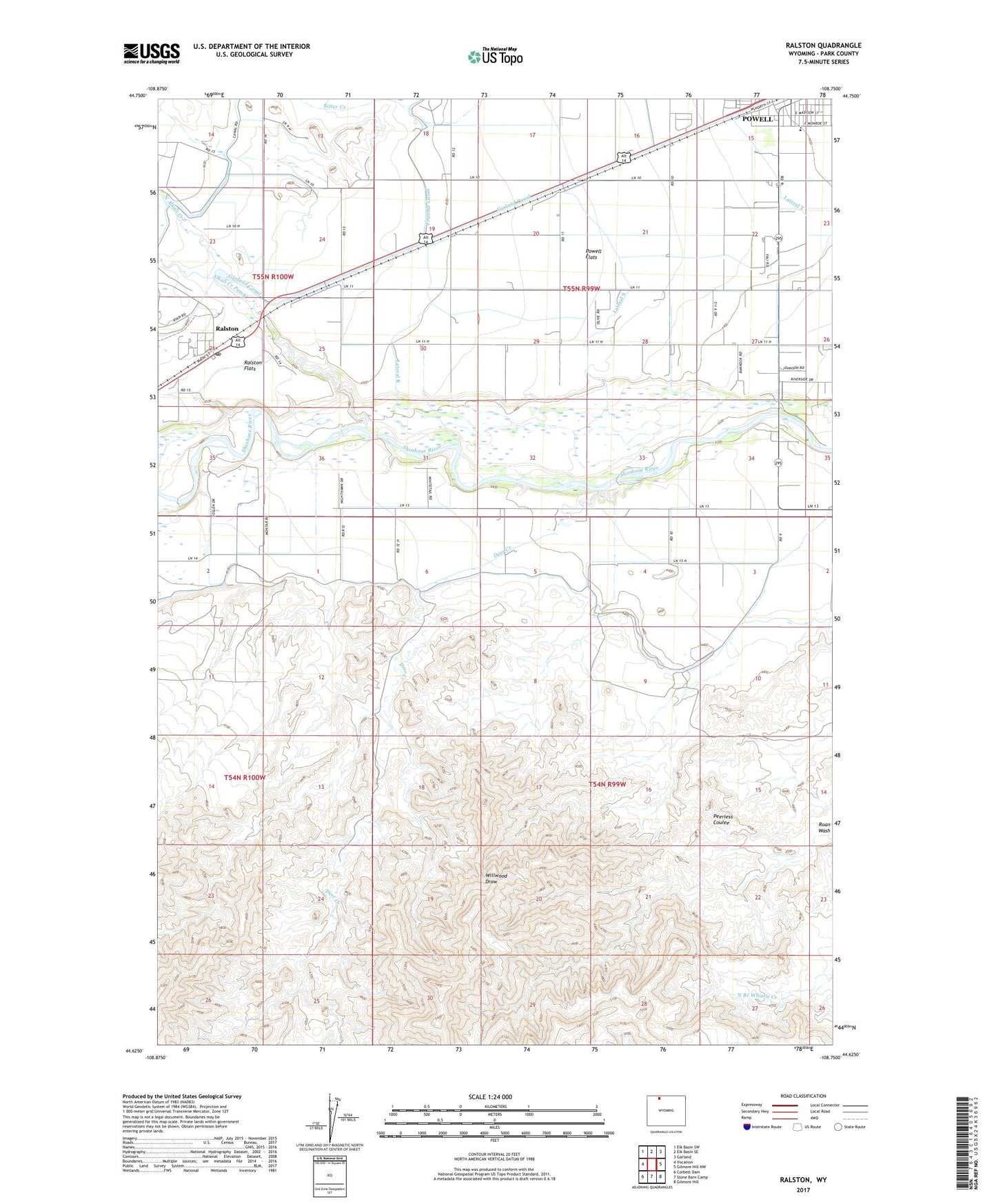 Ralston Wyoming US Topo Map Image