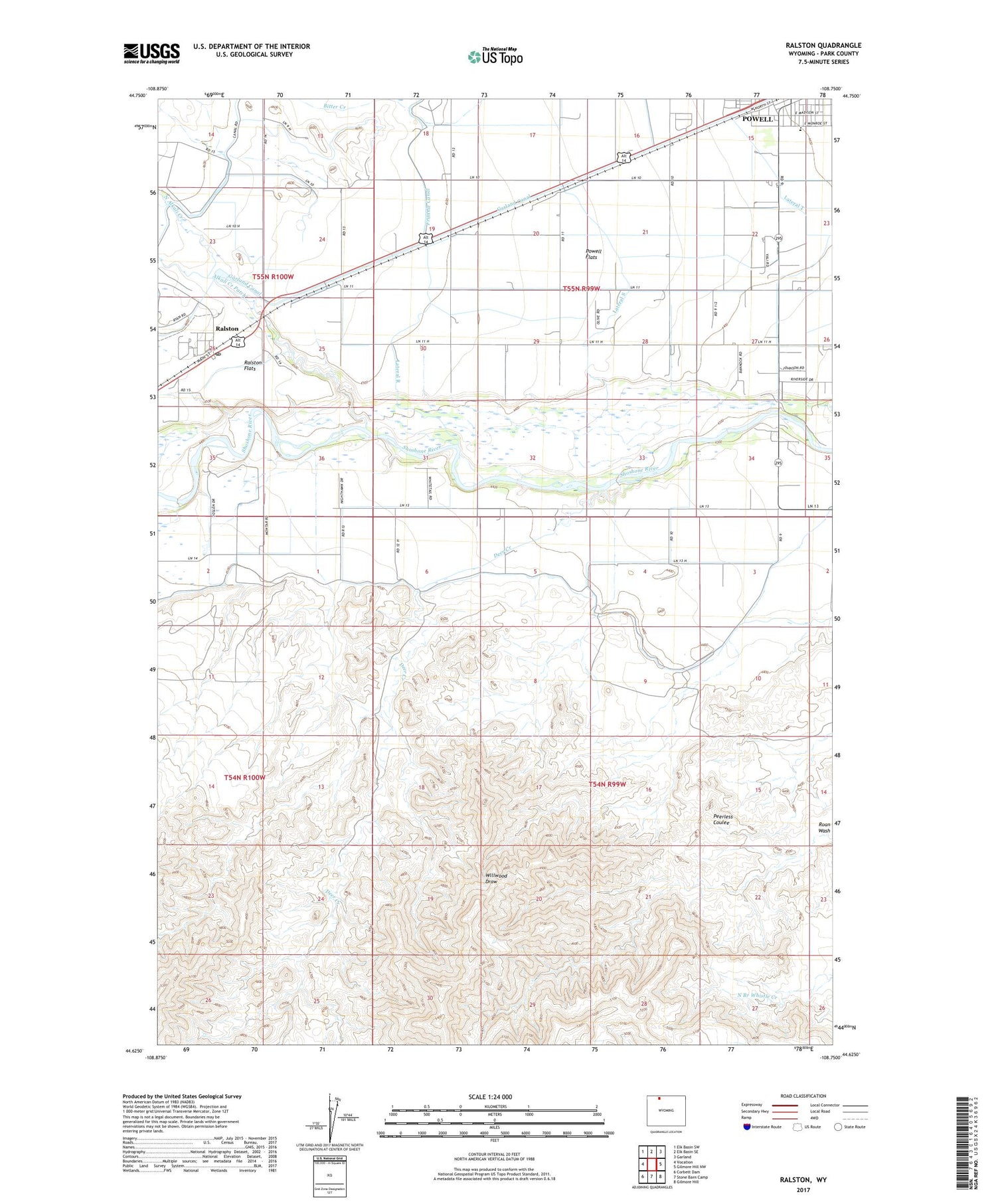 Ralston Wyoming US Topo Map Image