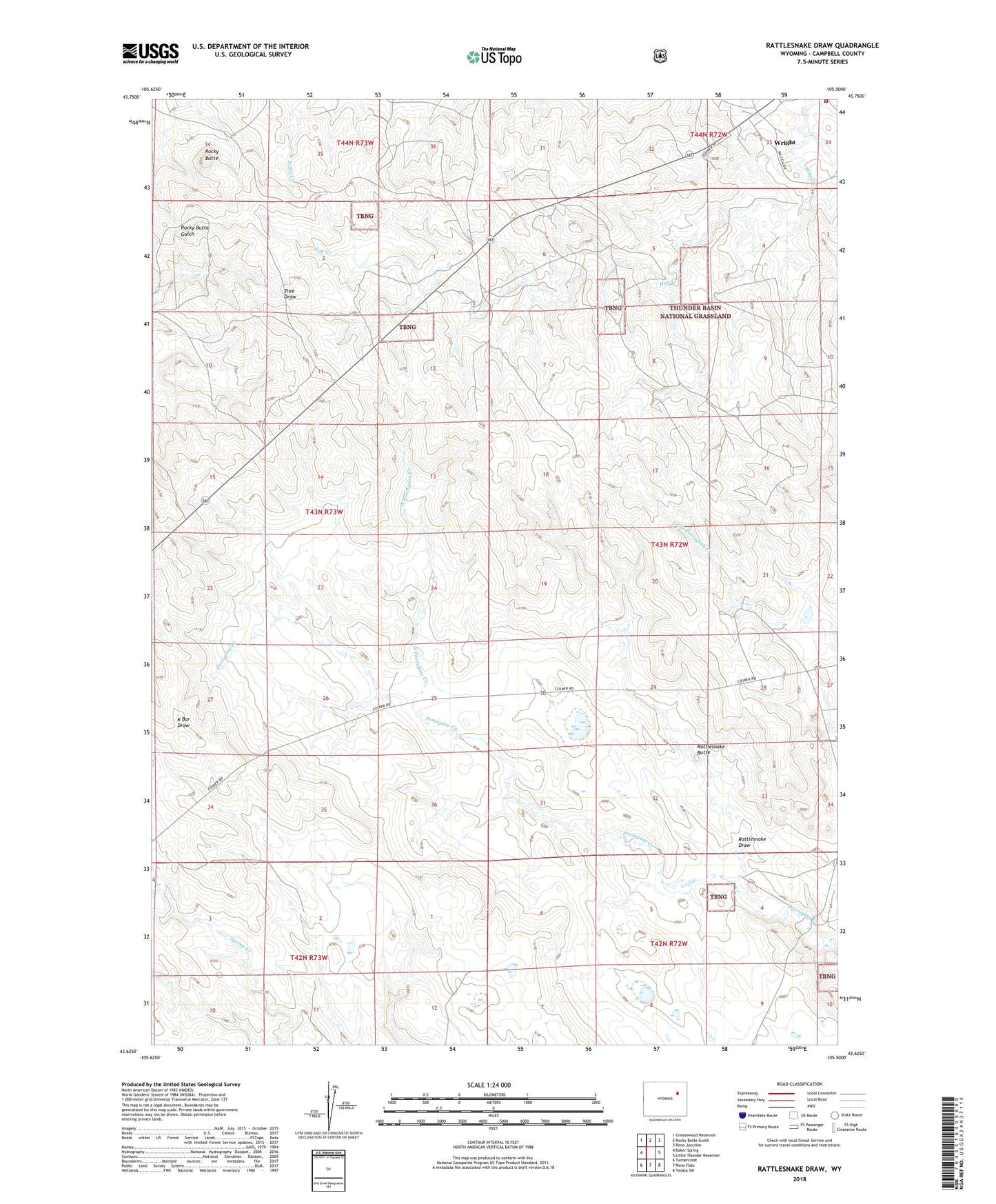 Rattlesnake Draw Wyoming US Topo Map Image