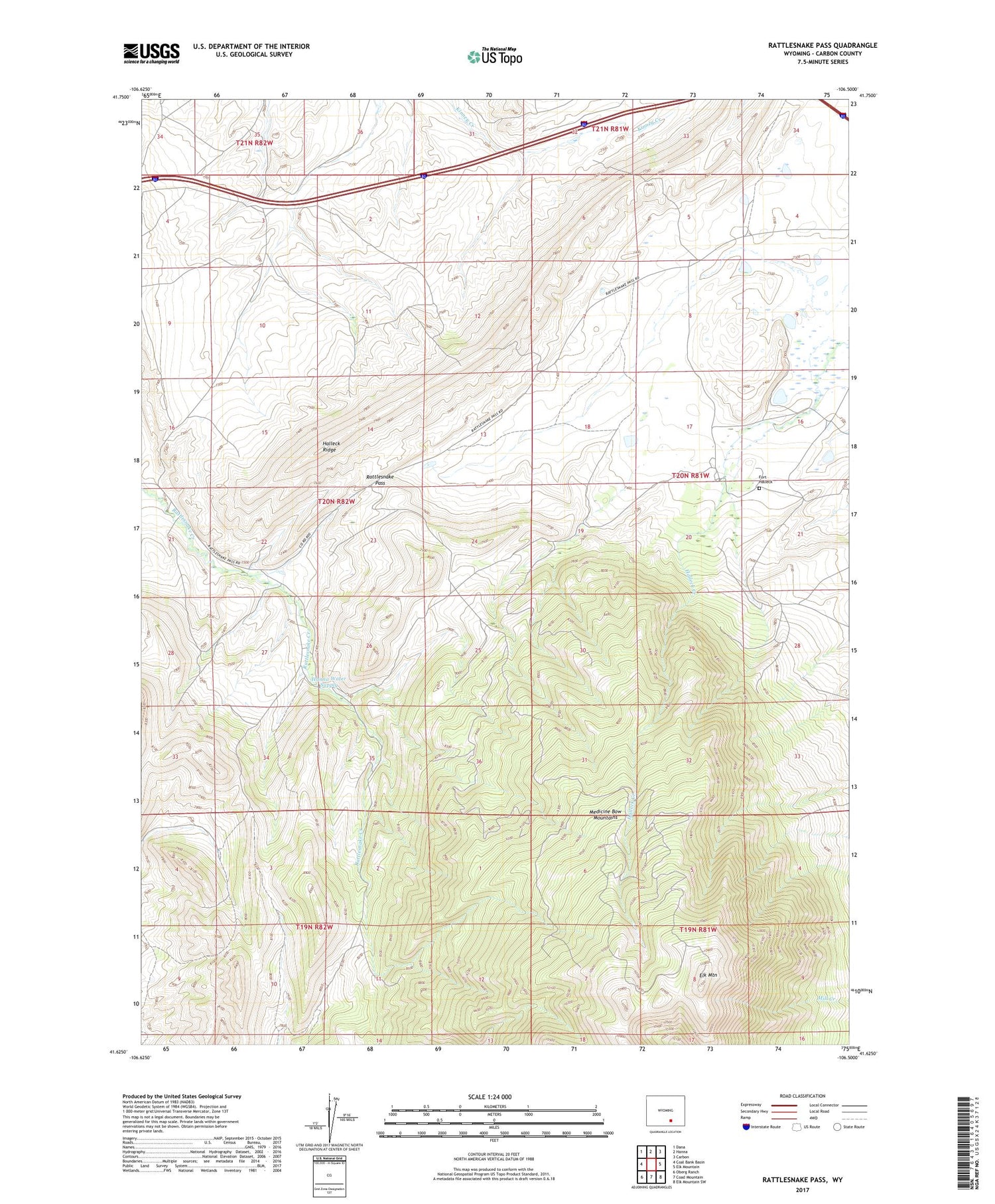 Rattlesnake Pass Wyoming US Topo Map Image