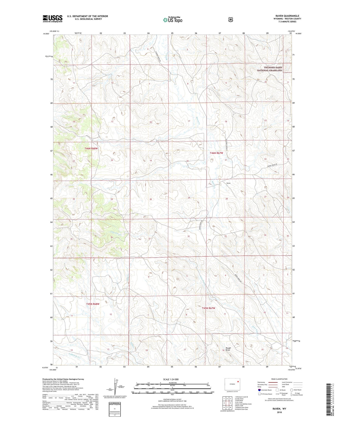 Raven Wyoming US Topo Map Image