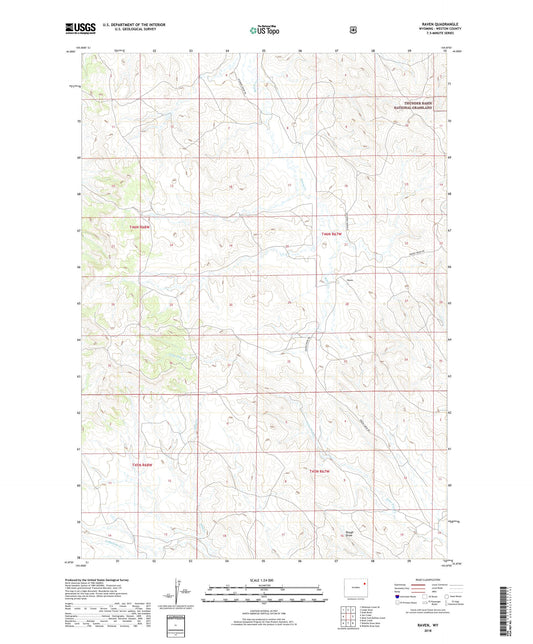 Raven Wyoming US Topo Map Image