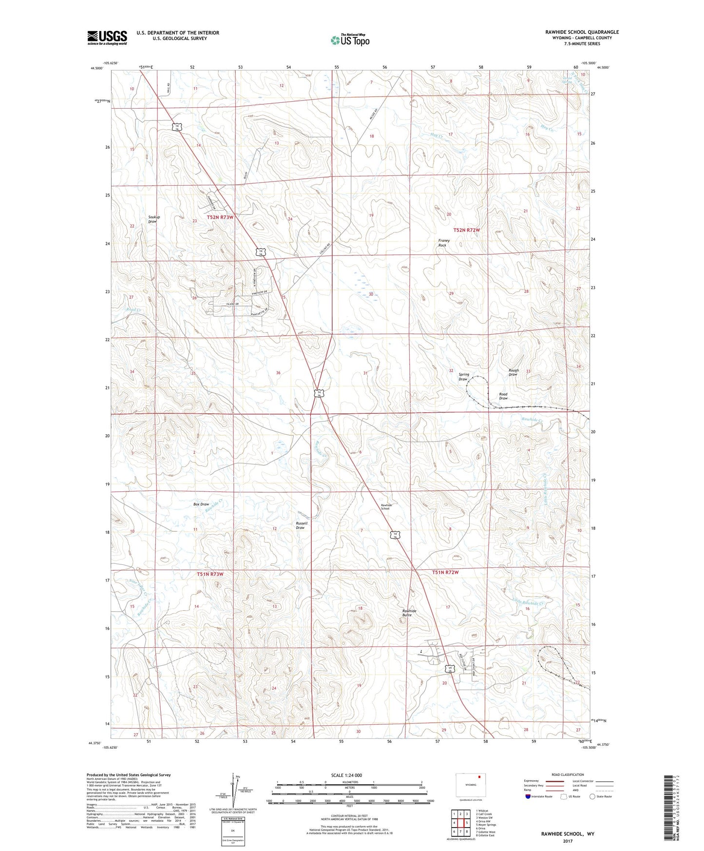 Rawhide School Wyoming US Topo Map Image