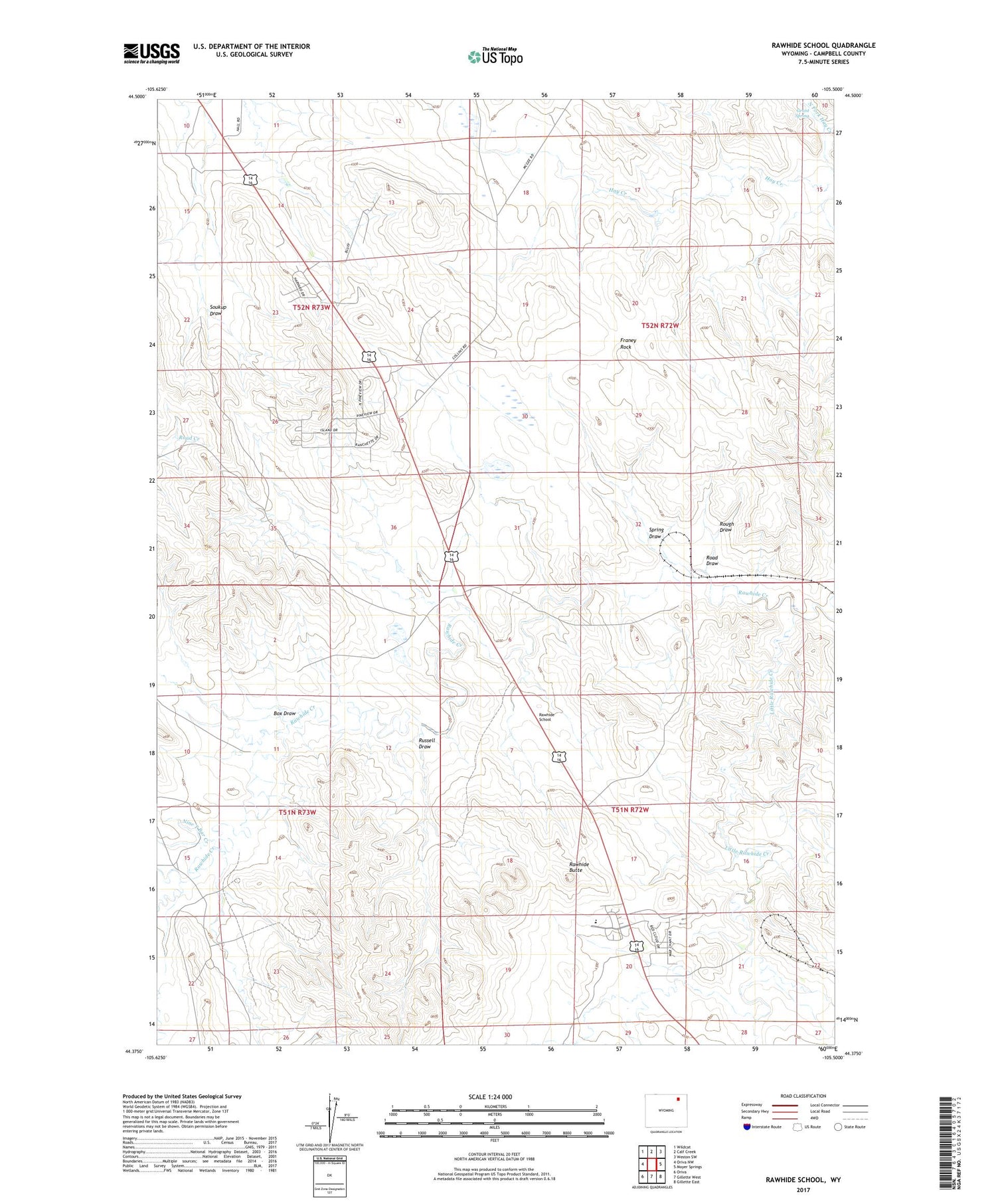 Rawhide School Wyoming US Topo Map Image
