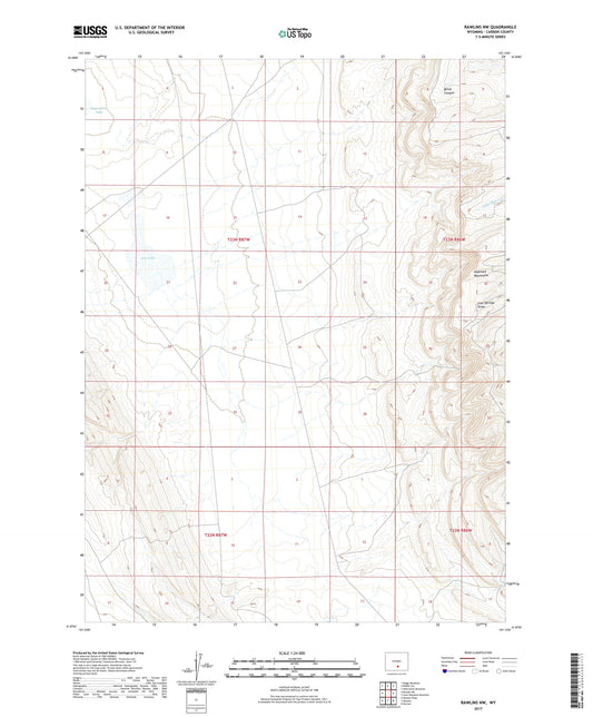 Rawlins NW Wyoming US Topo Map Image