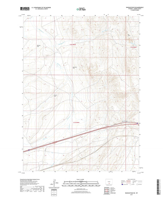 Rawlins Peak SW Wyoming US Topo Map Image