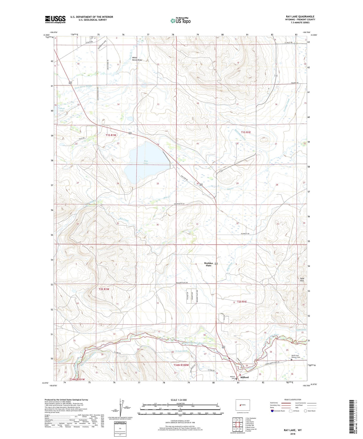 Ray Lake Wyoming US Topo Map Image