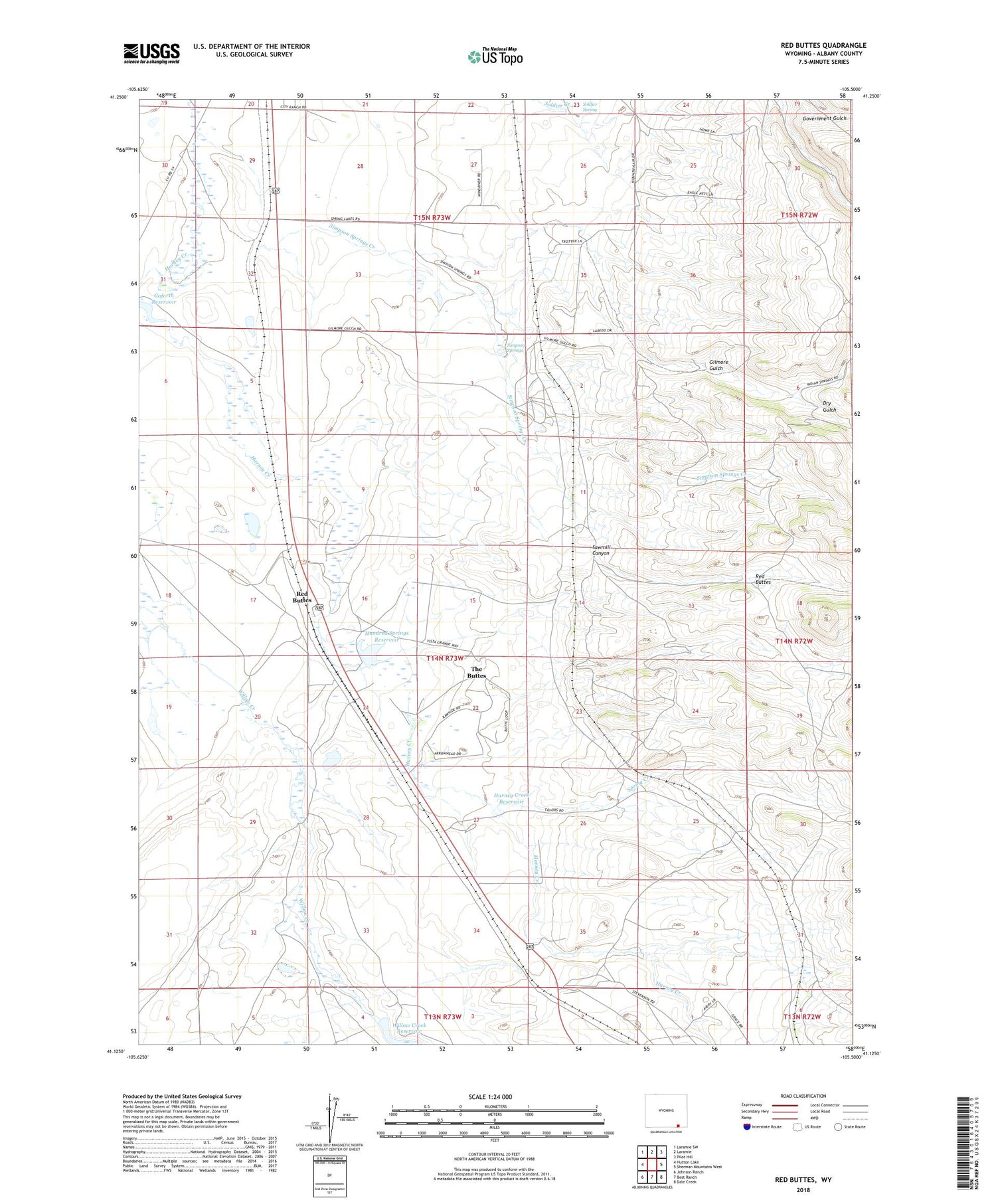 Red Buttes Wyoming US Topo Map Image