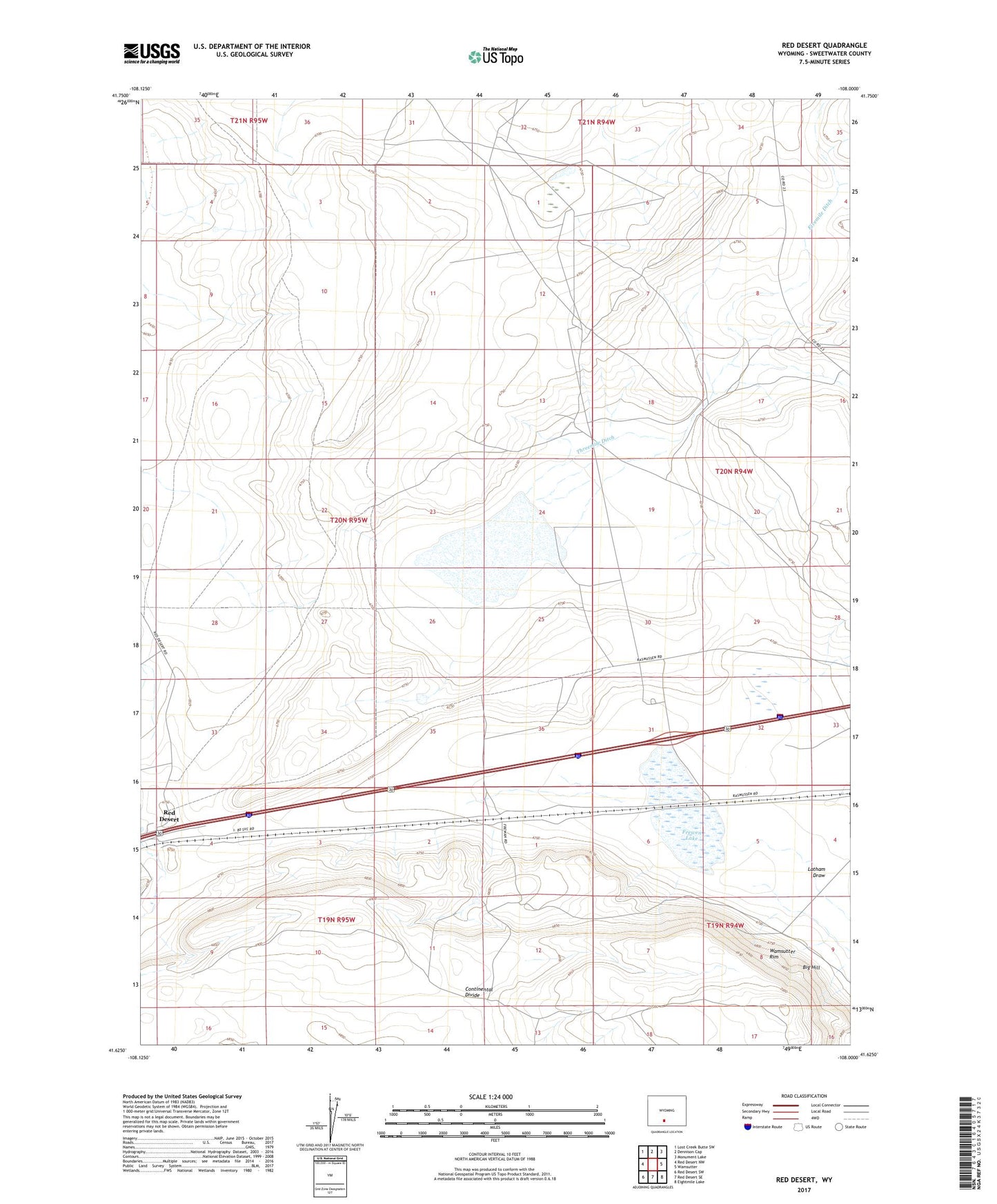 Red Desert Wyoming US Topo Map Image
