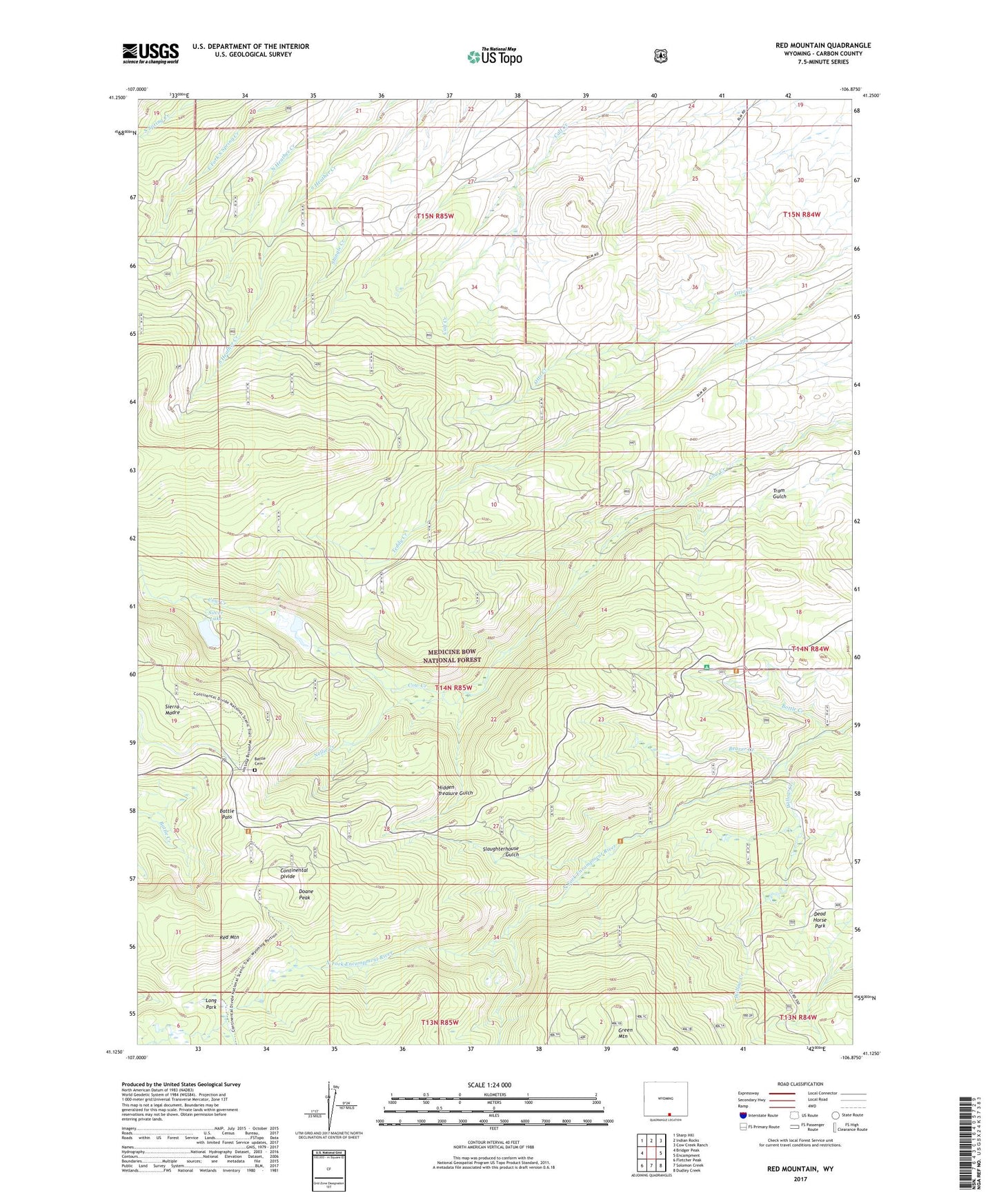 Red Mountain Wyoming US Topo Map Image