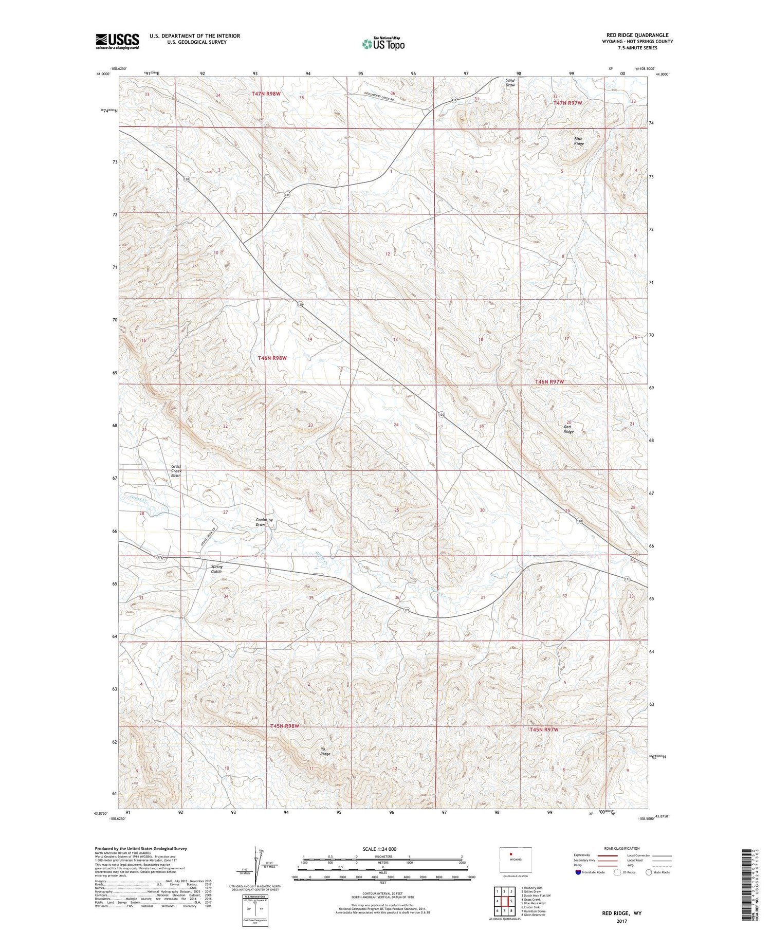 Red Ridge Wyoming US Topo Map Image