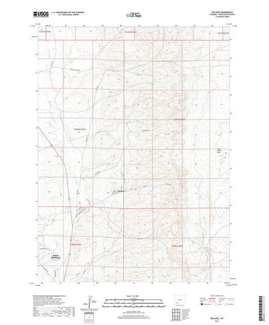 Reliance Wyoming US Topo Map Image