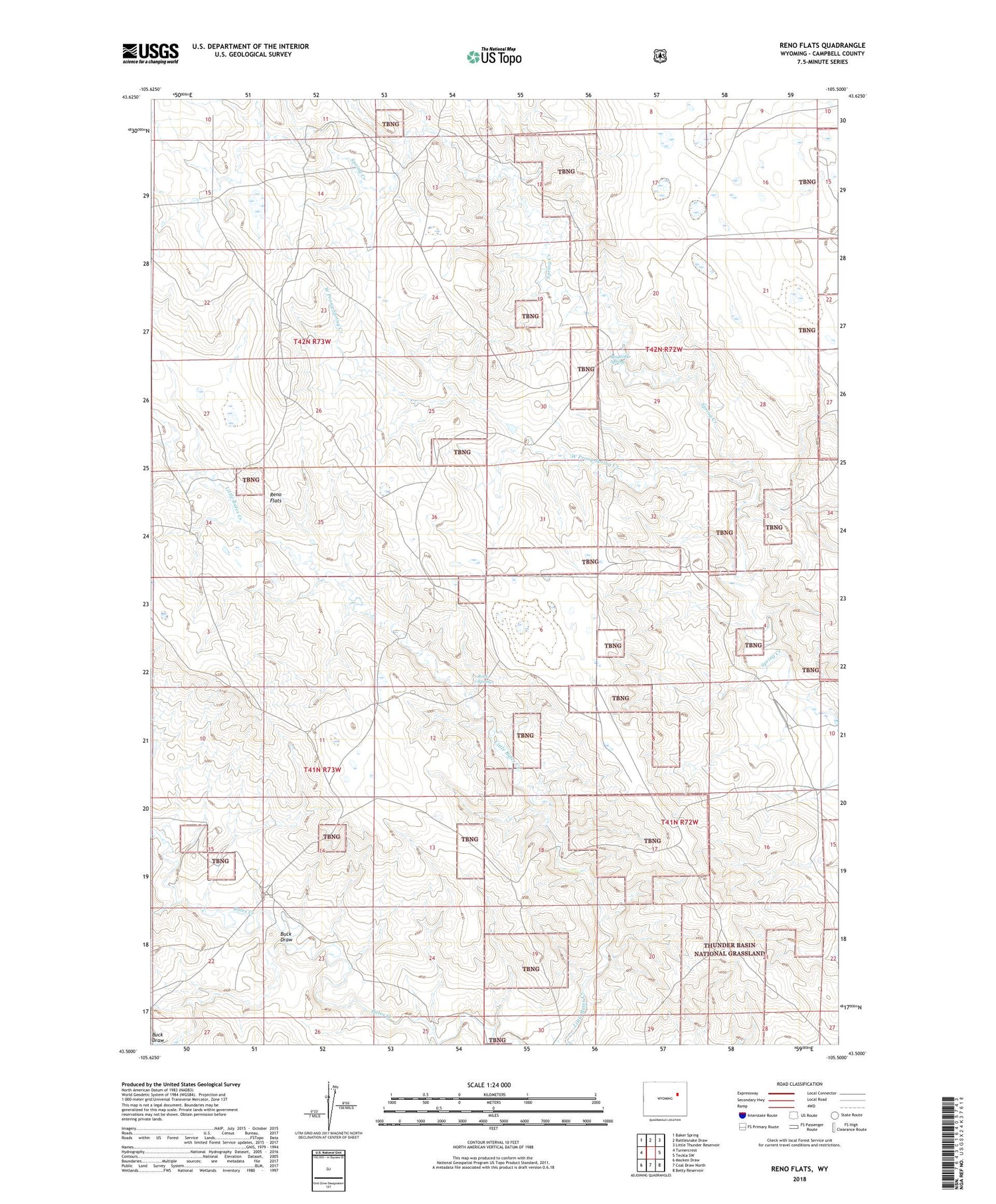 Reno Flats Wyoming US Topo Map Image