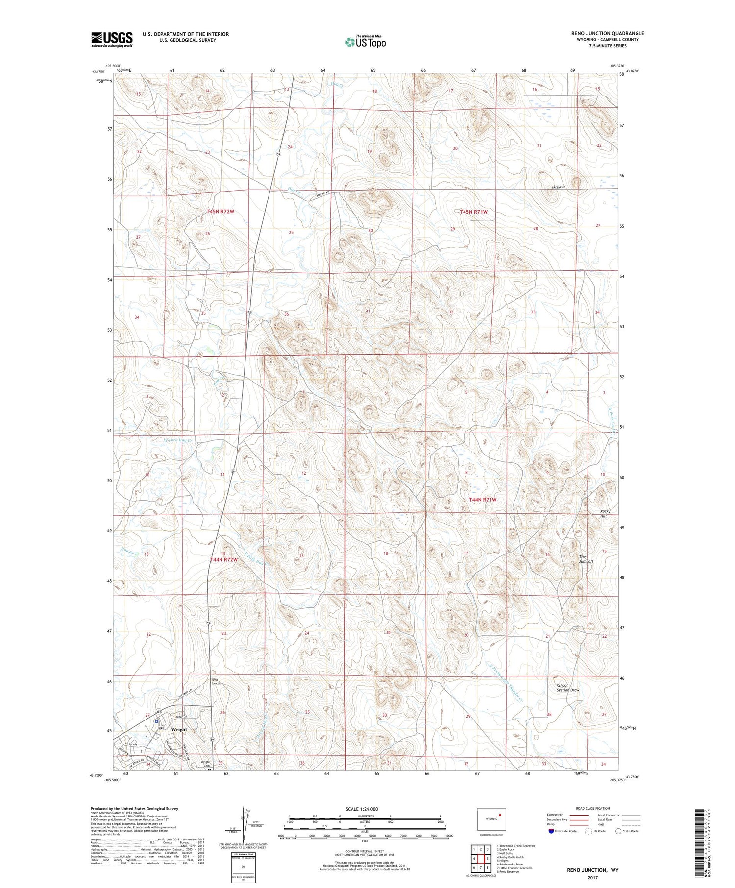 Reno Junction Wyoming US Topo Map Image