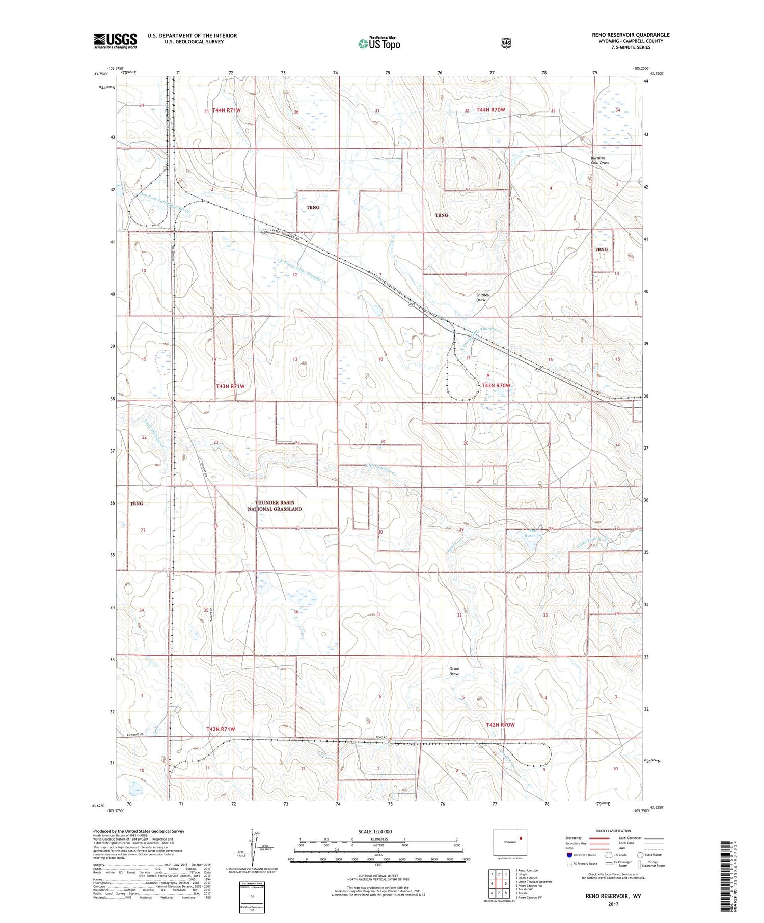 Reno Reservoir Wyoming US Topo Map Image
