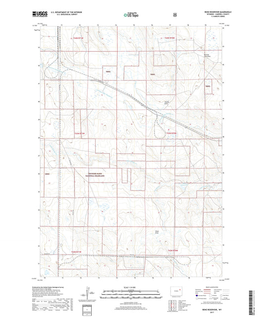 Reno Reservoir Wyoming US Topo Map Image