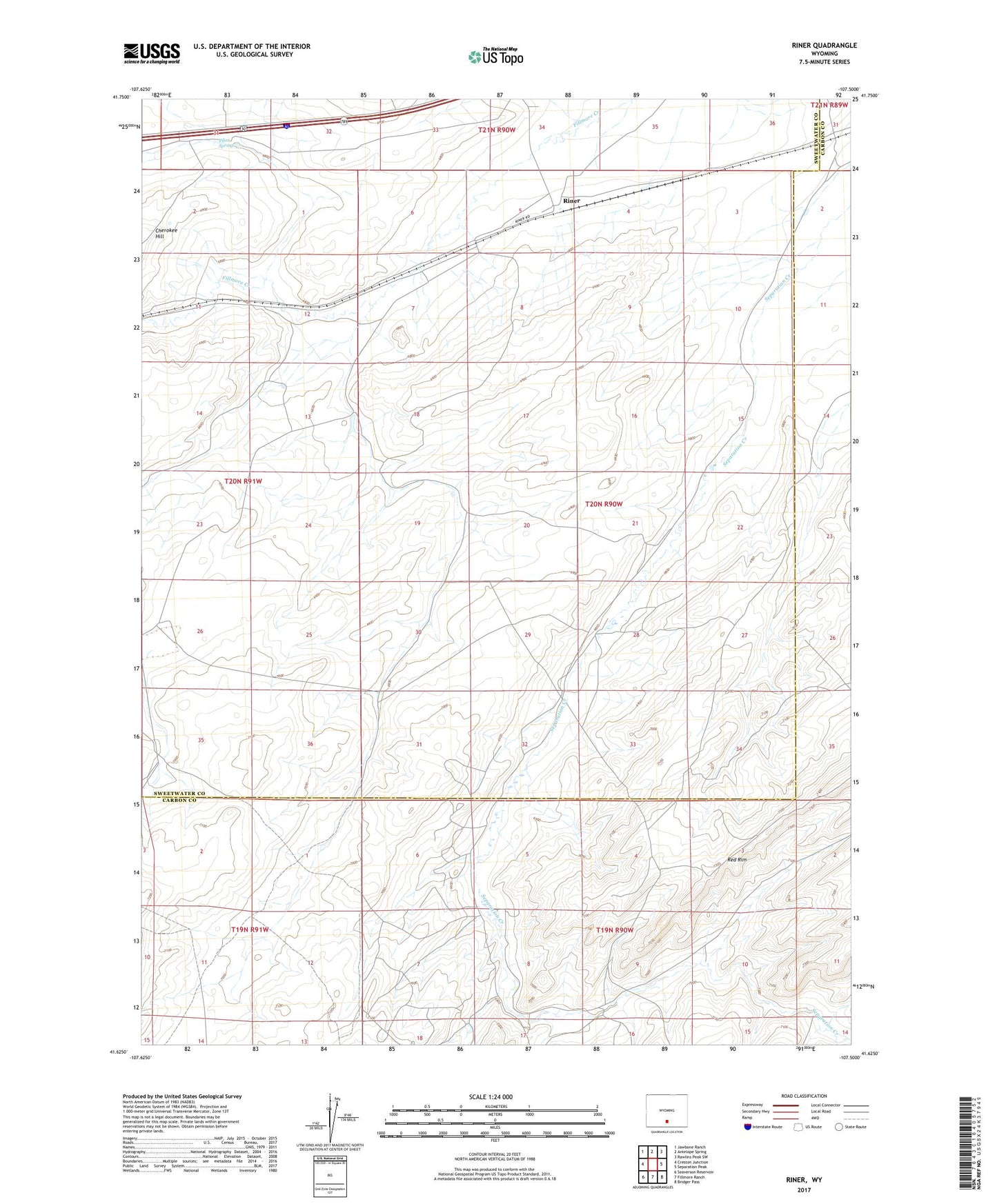 Riner Wyoming US Topo Map Image