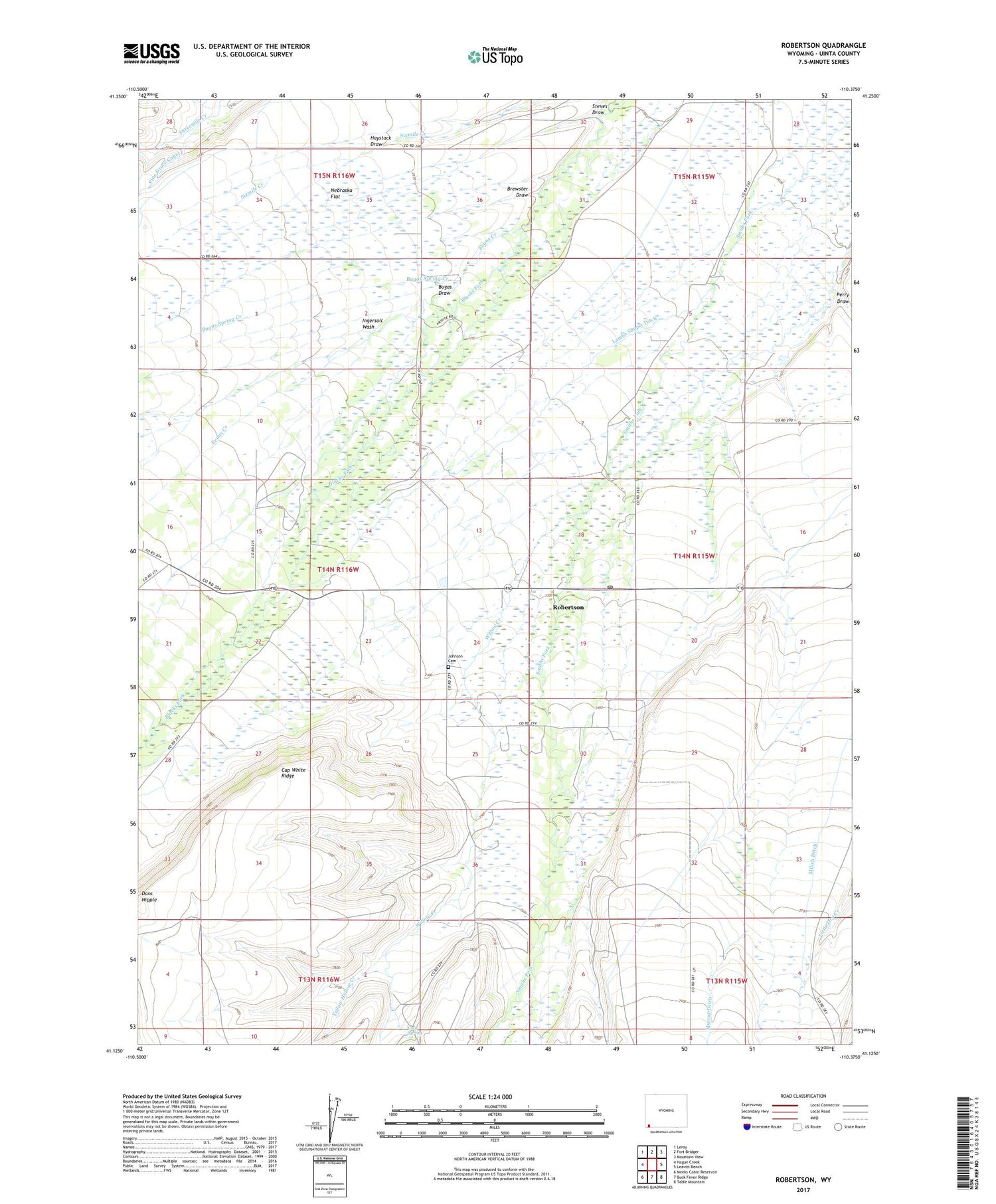 Robertson Wyoming US Topo Map Image