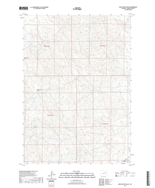 Rocky Butte Gulch Wyoming US Topo Map Image
