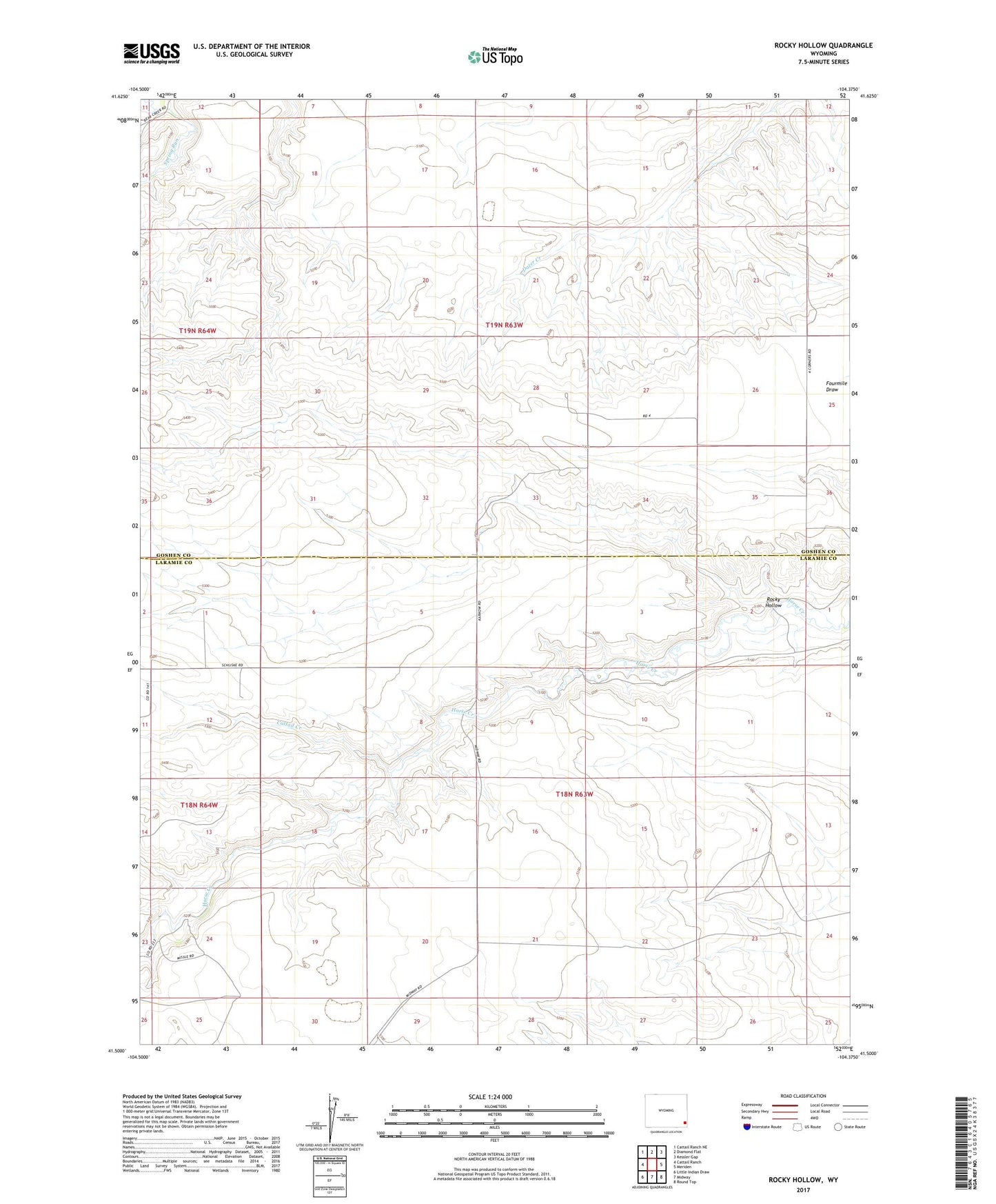 Rocky Hollow Wyoming US Topo Map Image