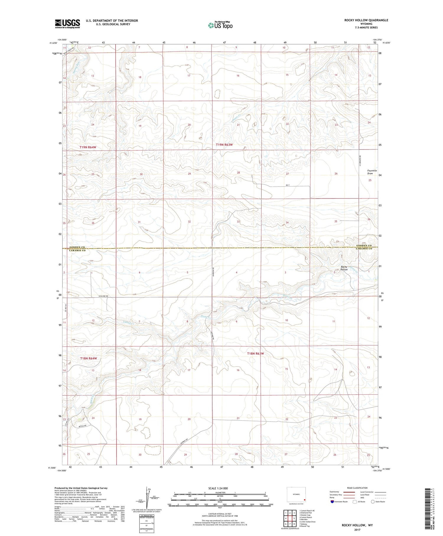 Rocky Hollow Wyoming US Topo Map Image