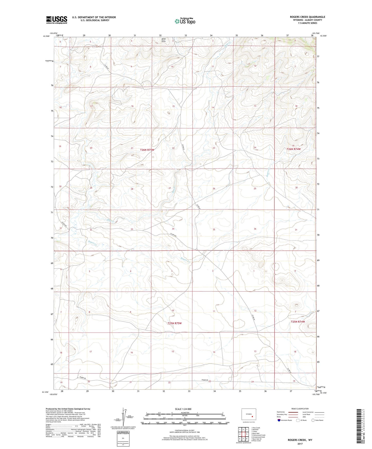 Rogers Creek Wyoming US Topo Map Image