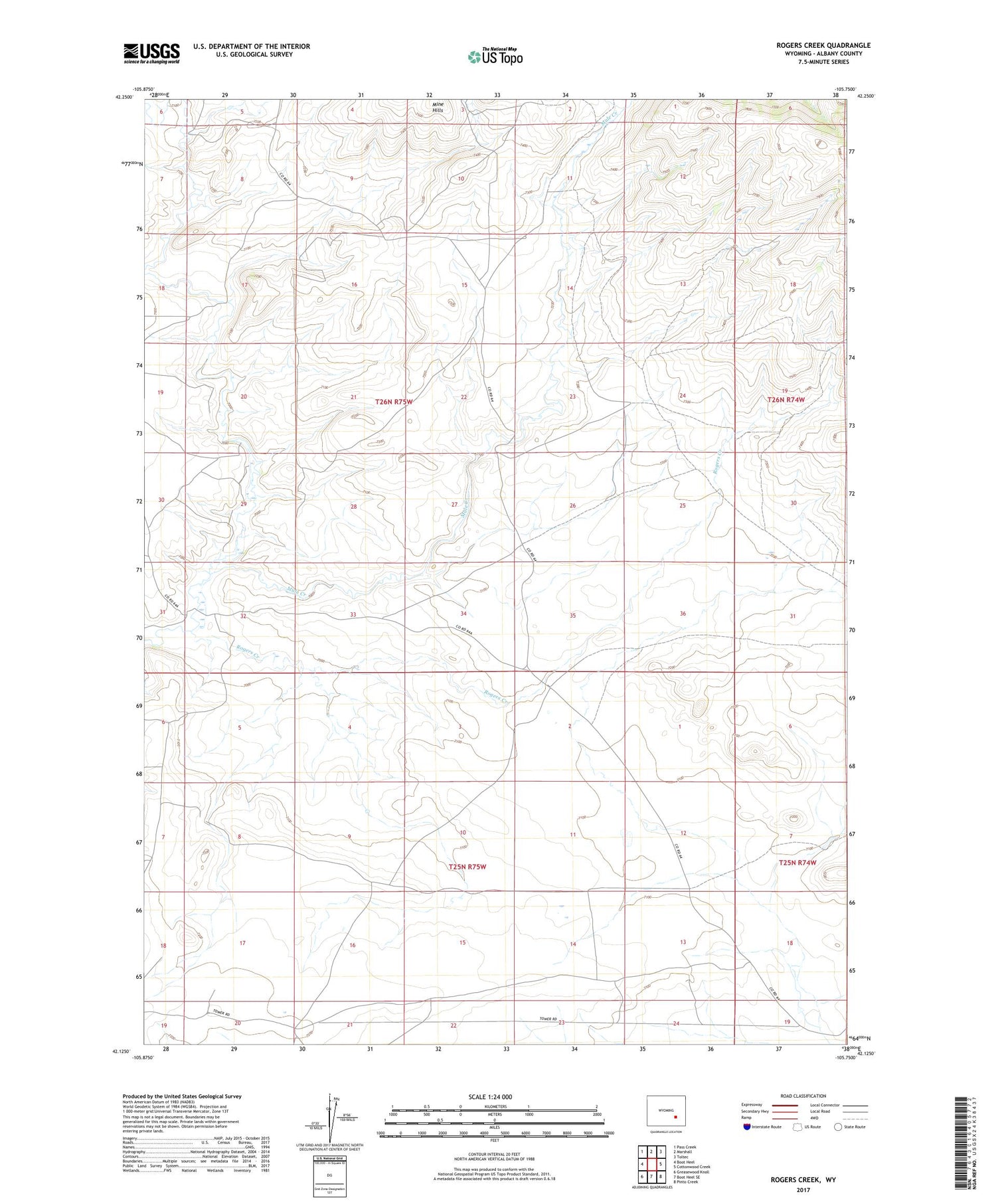 Rogers Creek Wyoming US Topo Map Image