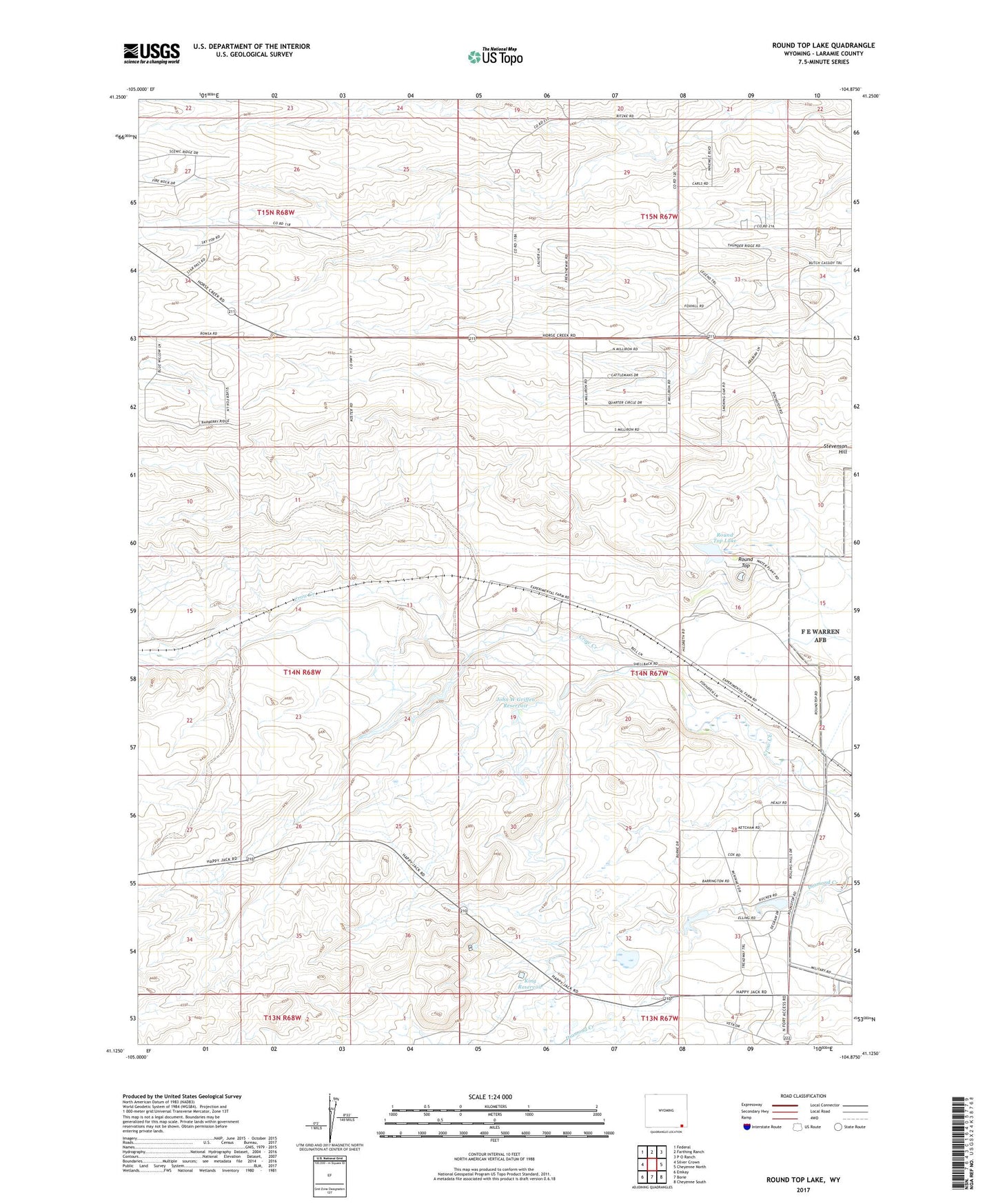 Round Top Lake Wyoming US Topo Map Image