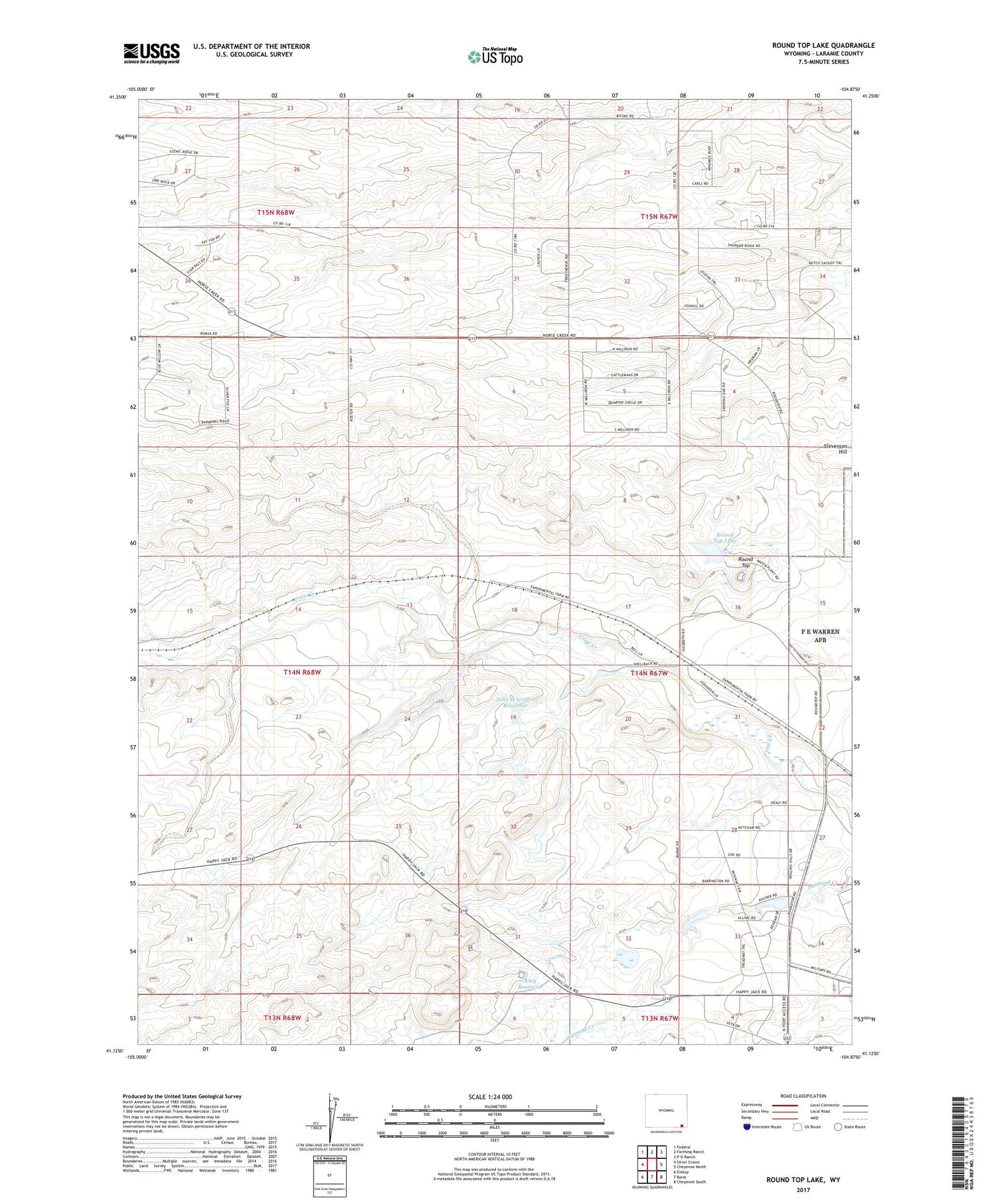 Round Top Lake Wyoming US Topo Map Image