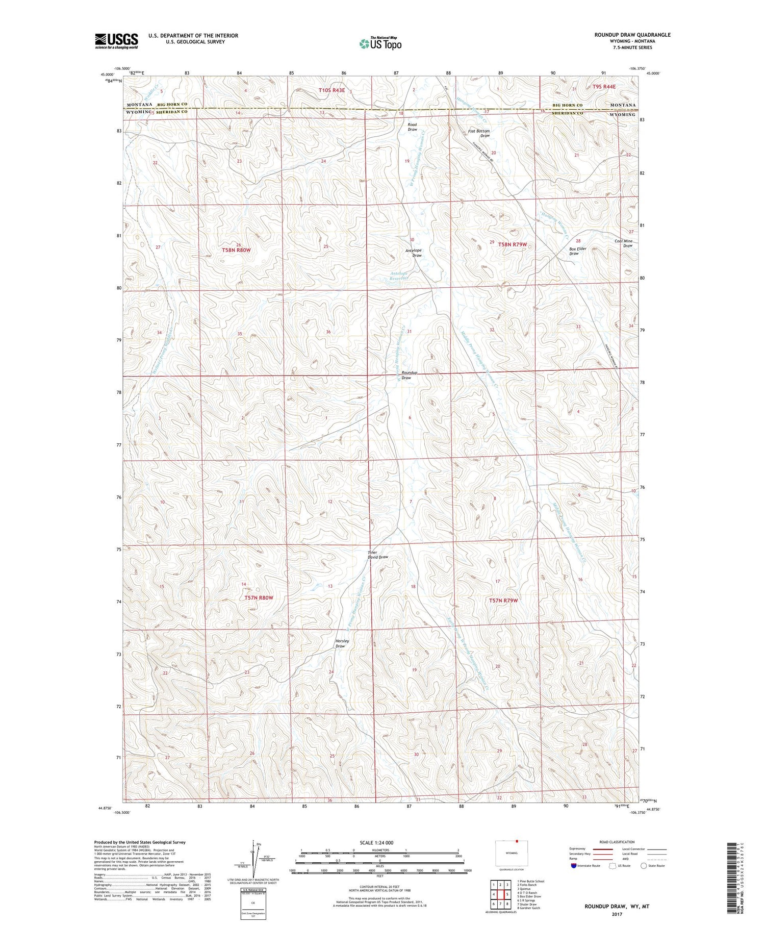 Roundup Draw Wyoming US Topo Map Image