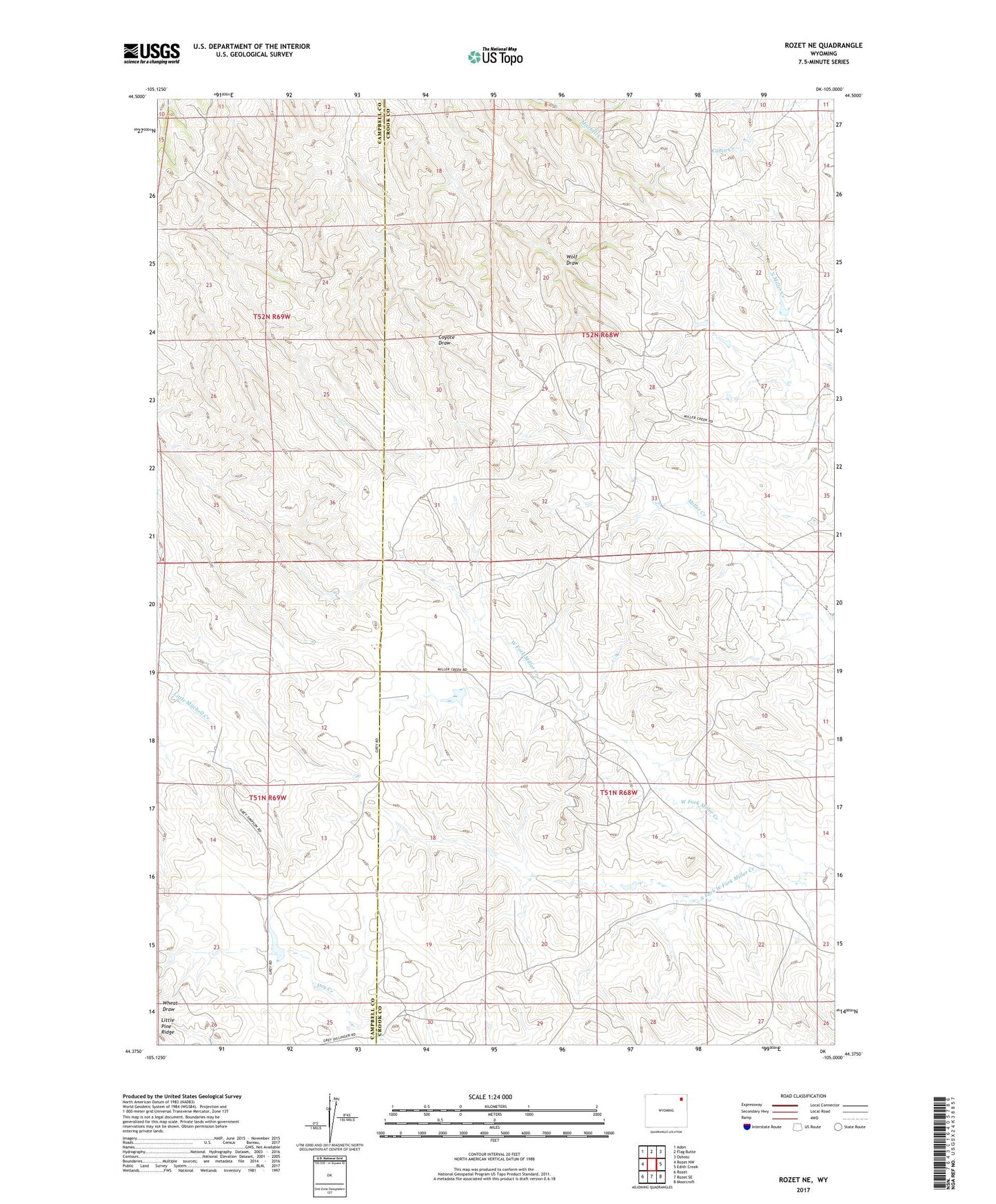 Rozet NE Wyoming US Topo Map Image