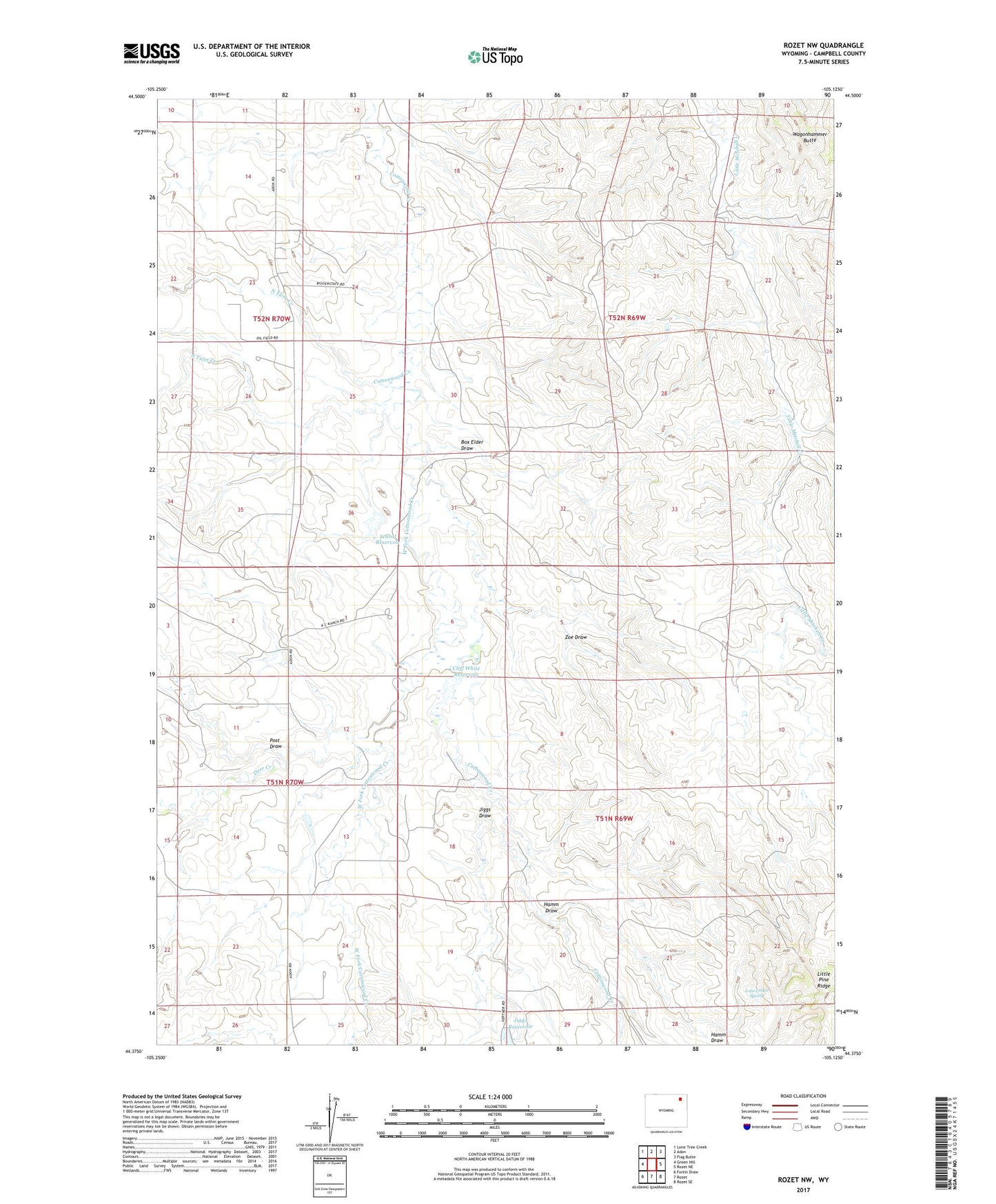 Rozet NW Wyoming US Topo Map Image