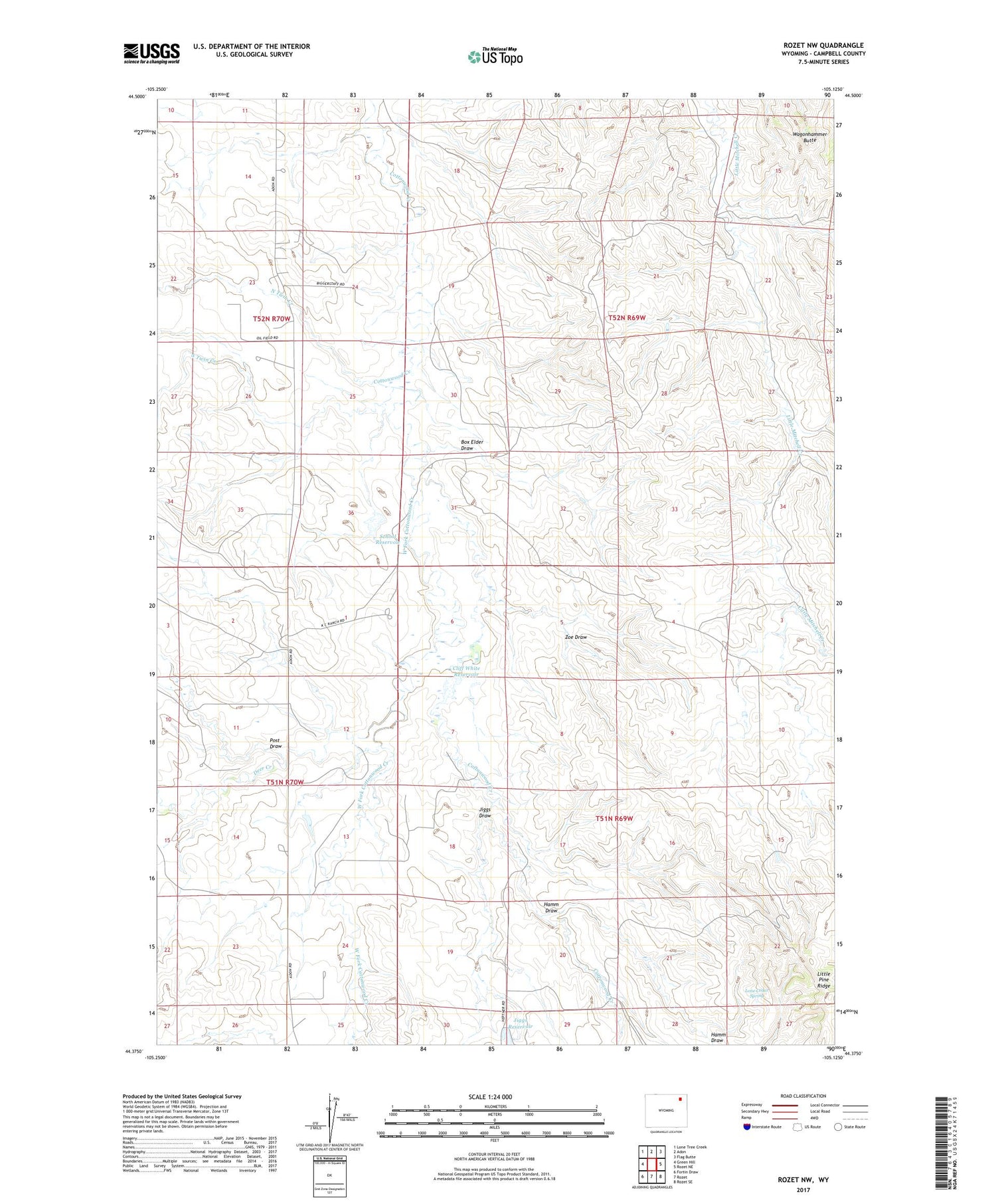 Rozet NW Wyoming US Topo Map Image