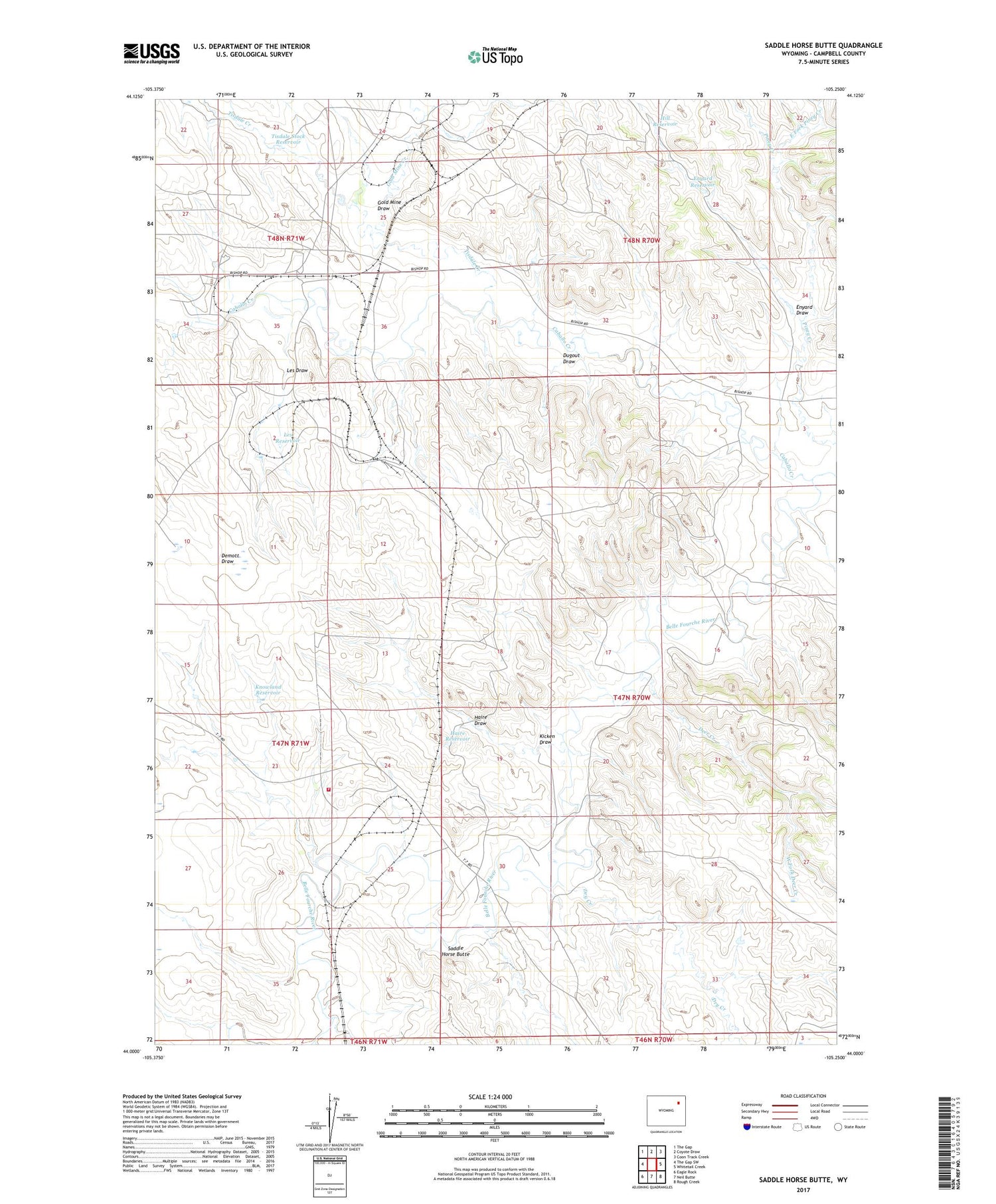 Saddle Horse Butte Wyoming US Topo Map Image