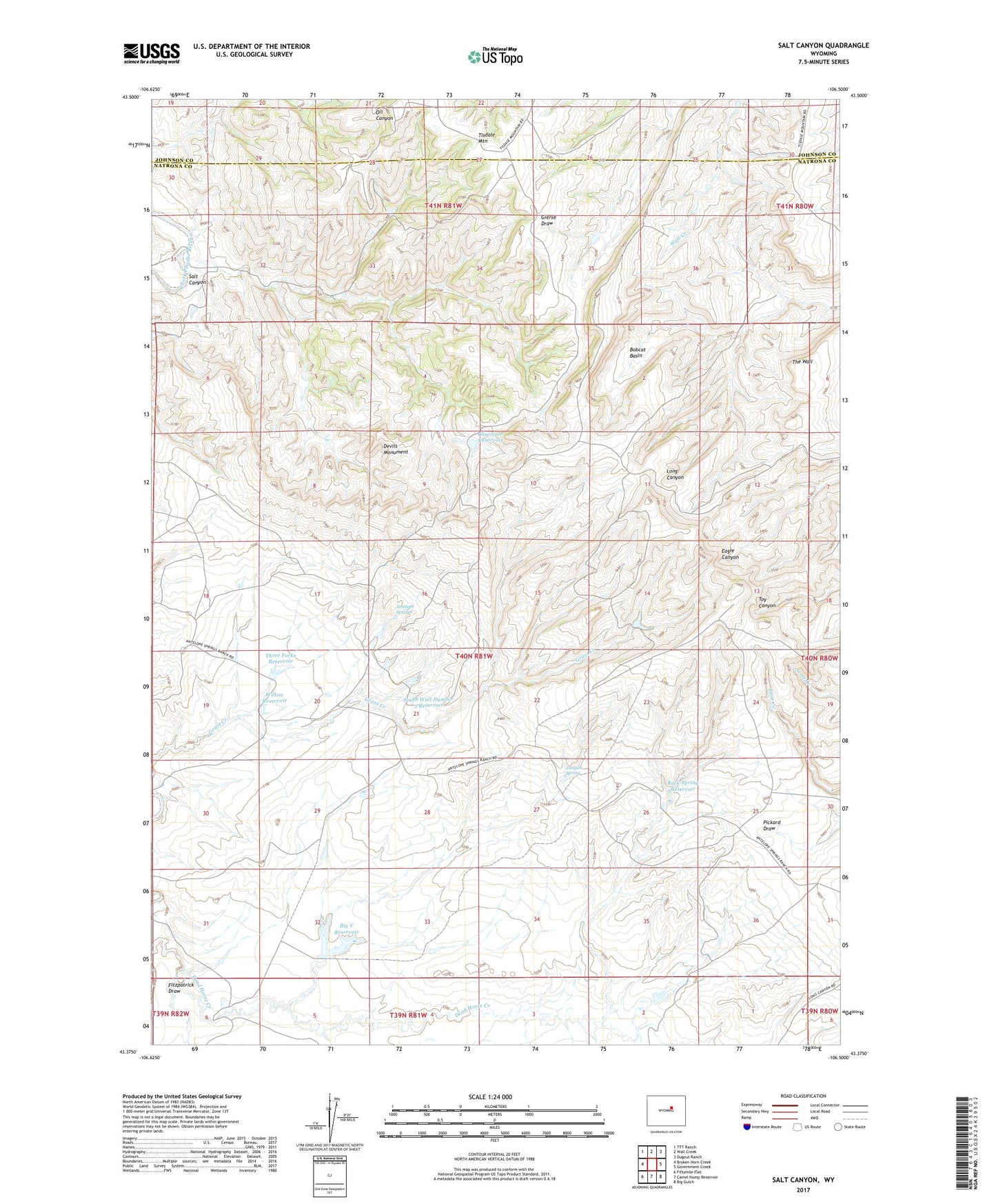 Salt Canyon Wyoming US Topo Map Image