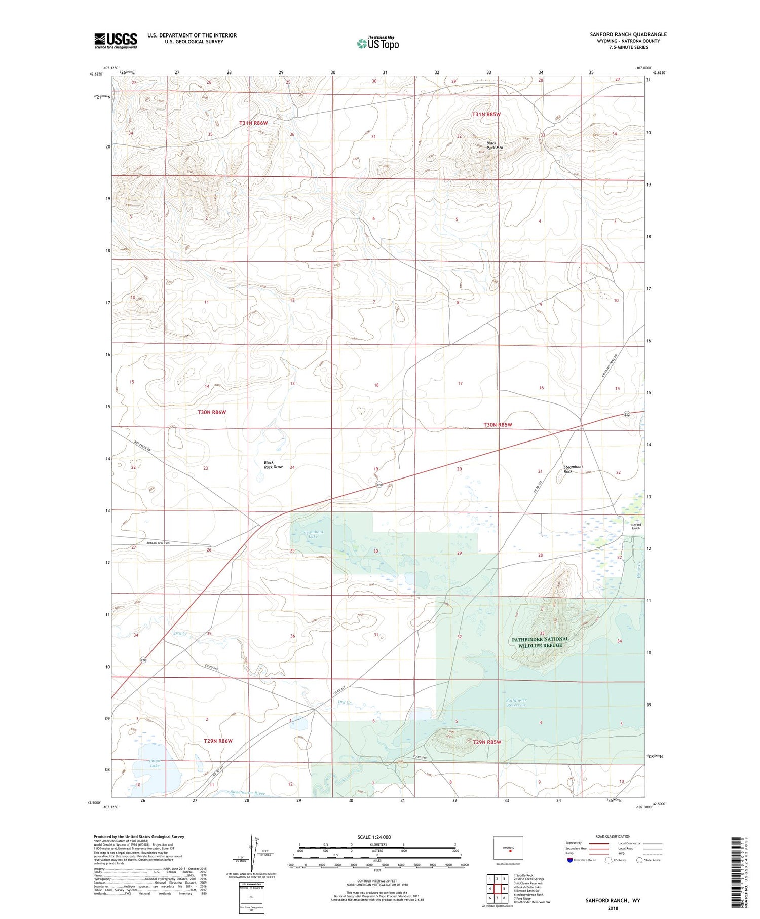 Sanford Ranch Wyoming US Topo Map Image