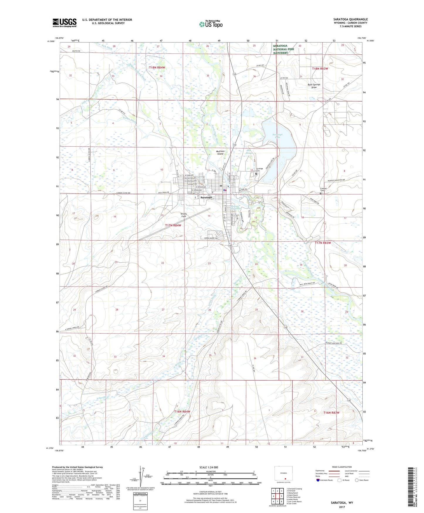 Saratoga Wyoming US Topo Map Image