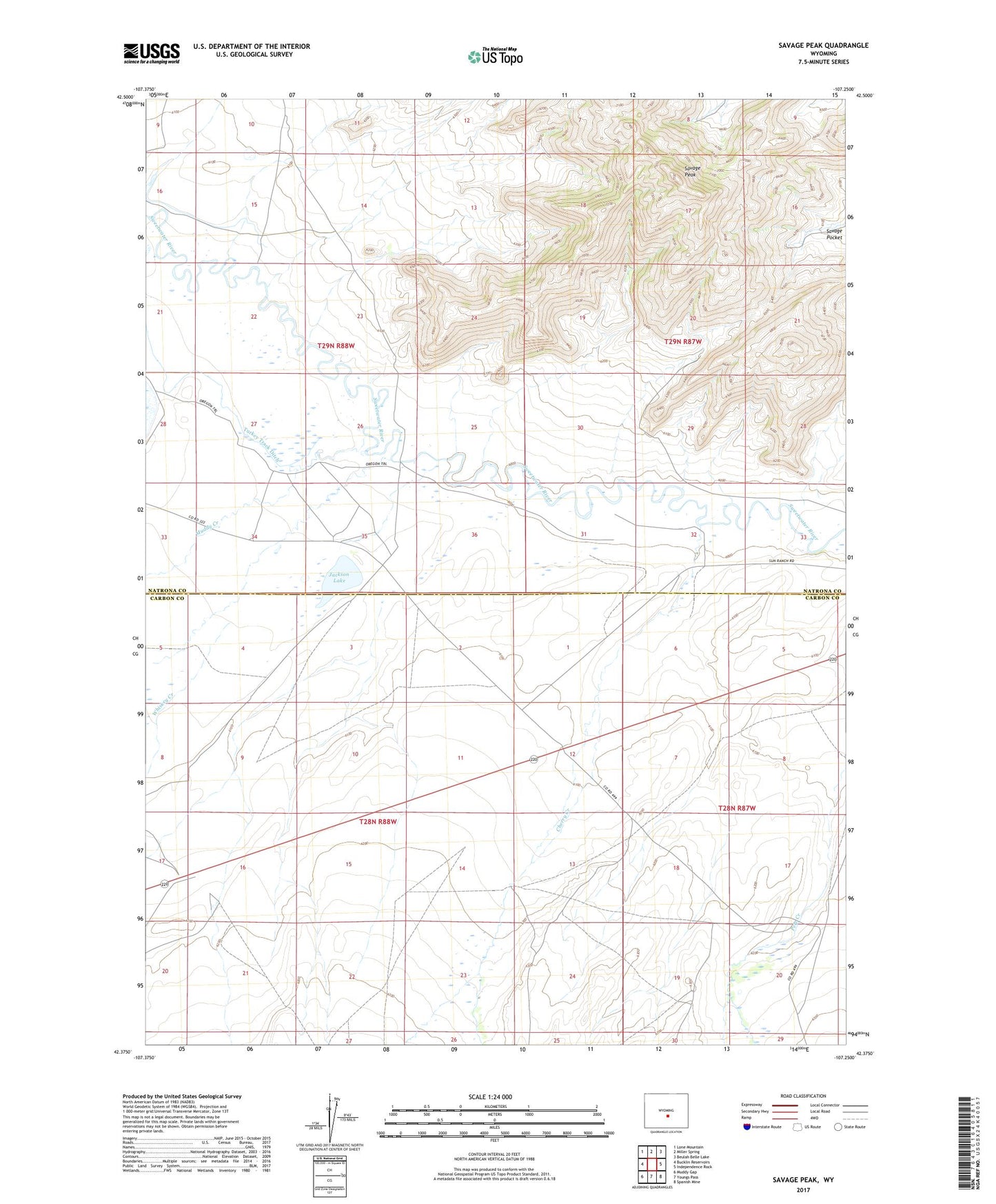 Savage Peak Wyoming US Topo Map Image