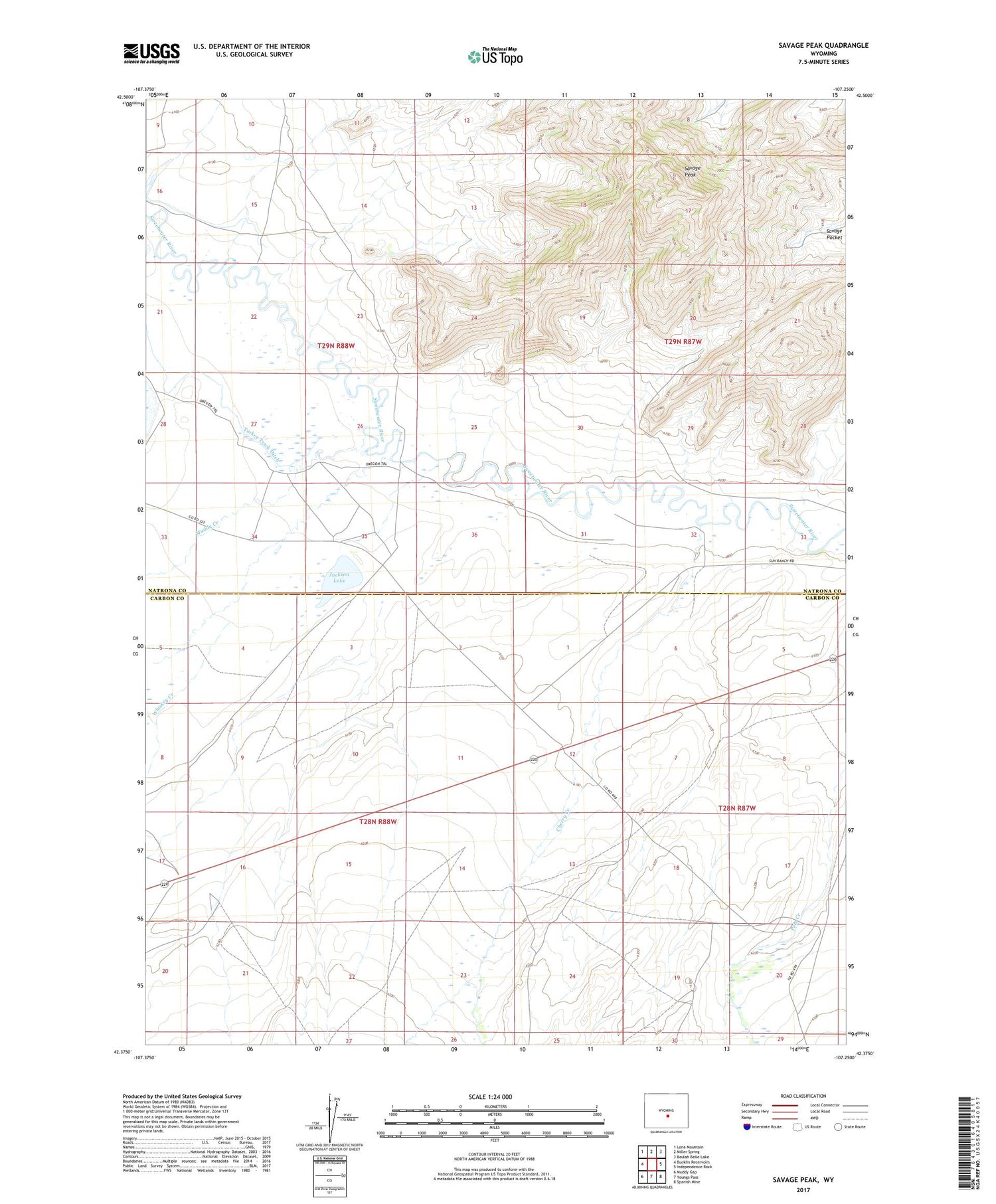 Savage Peak Wyoming US Topo Map Image